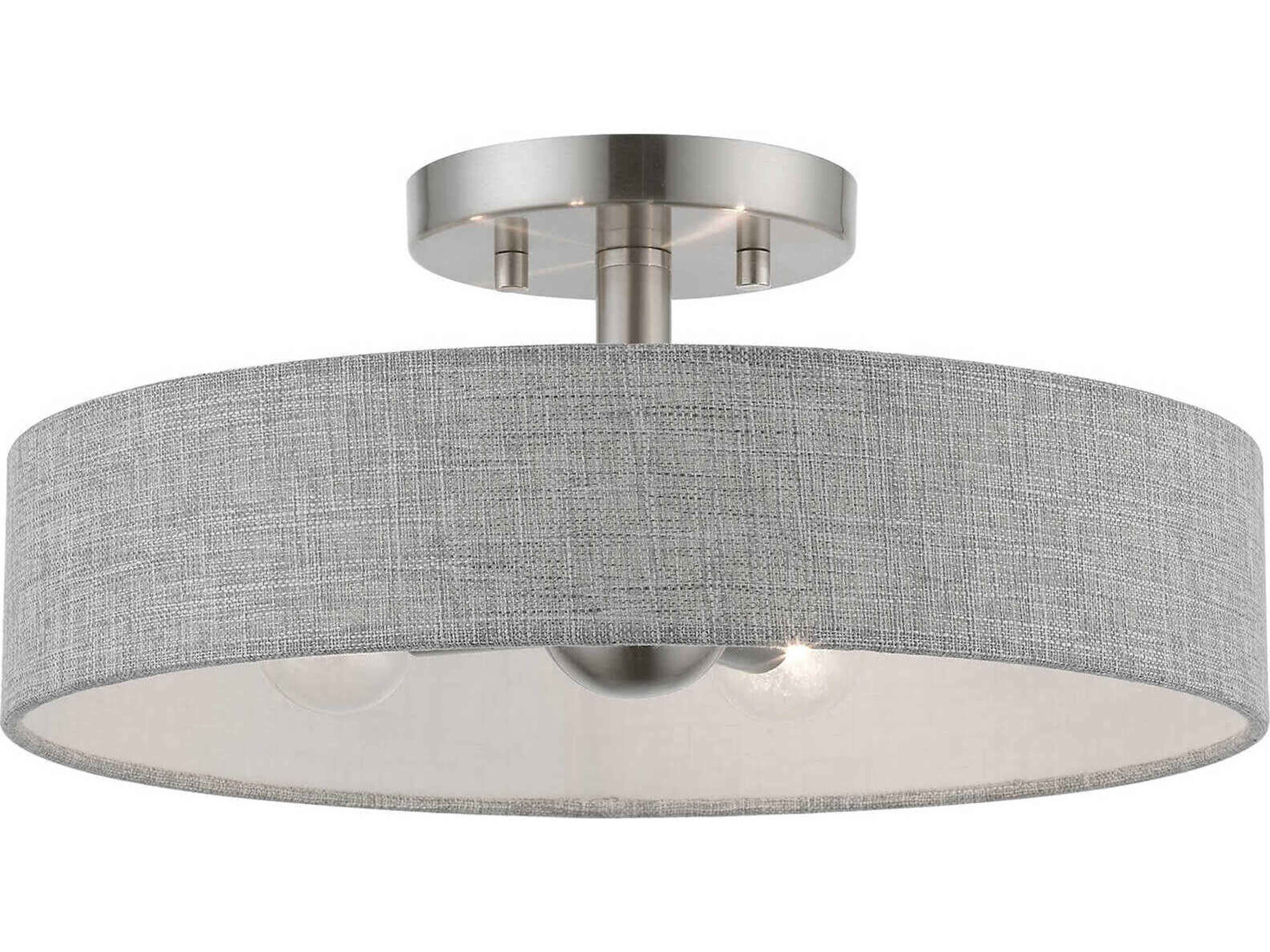 Elmhurst 4-Light Brushed Nickel Shiny White Drum Semi Flush Mount