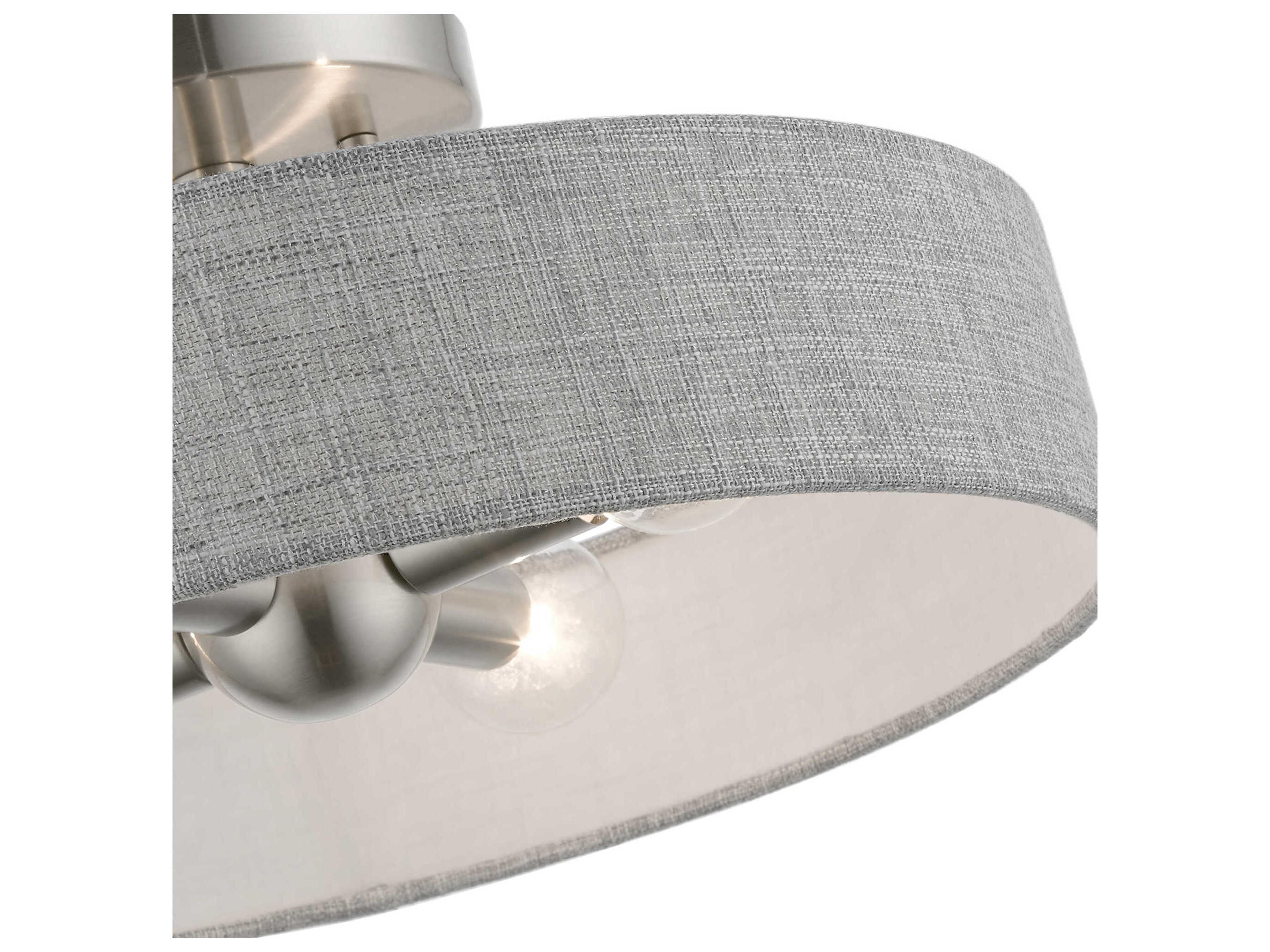 Livex Lighting Elmhurst 4-Light Brushed Nickel Shiny White Drum Semi Flush Mount