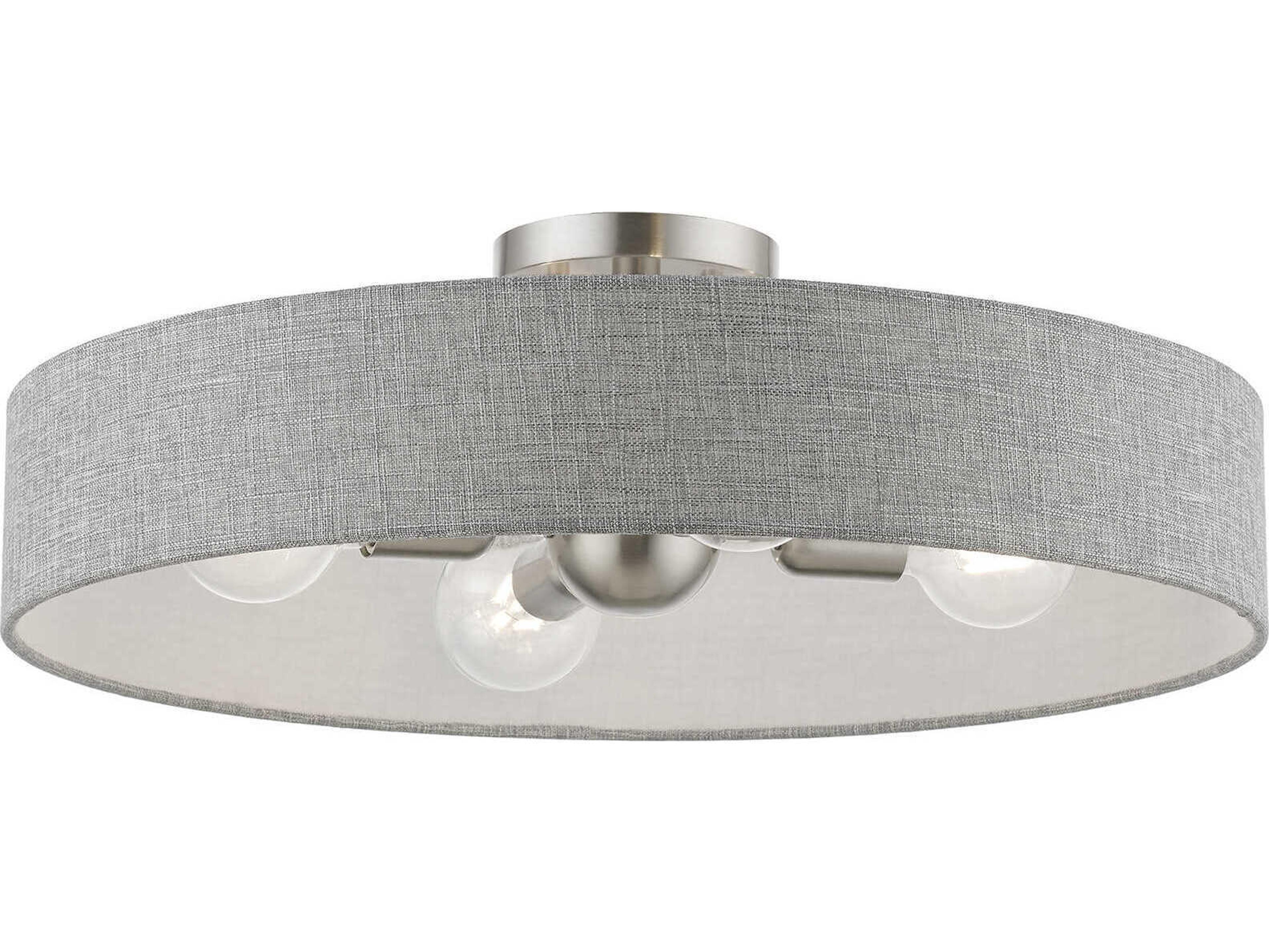 Elmhurst 4-Light Brushed Nickel Shiny White Drum Semi Flush Mount