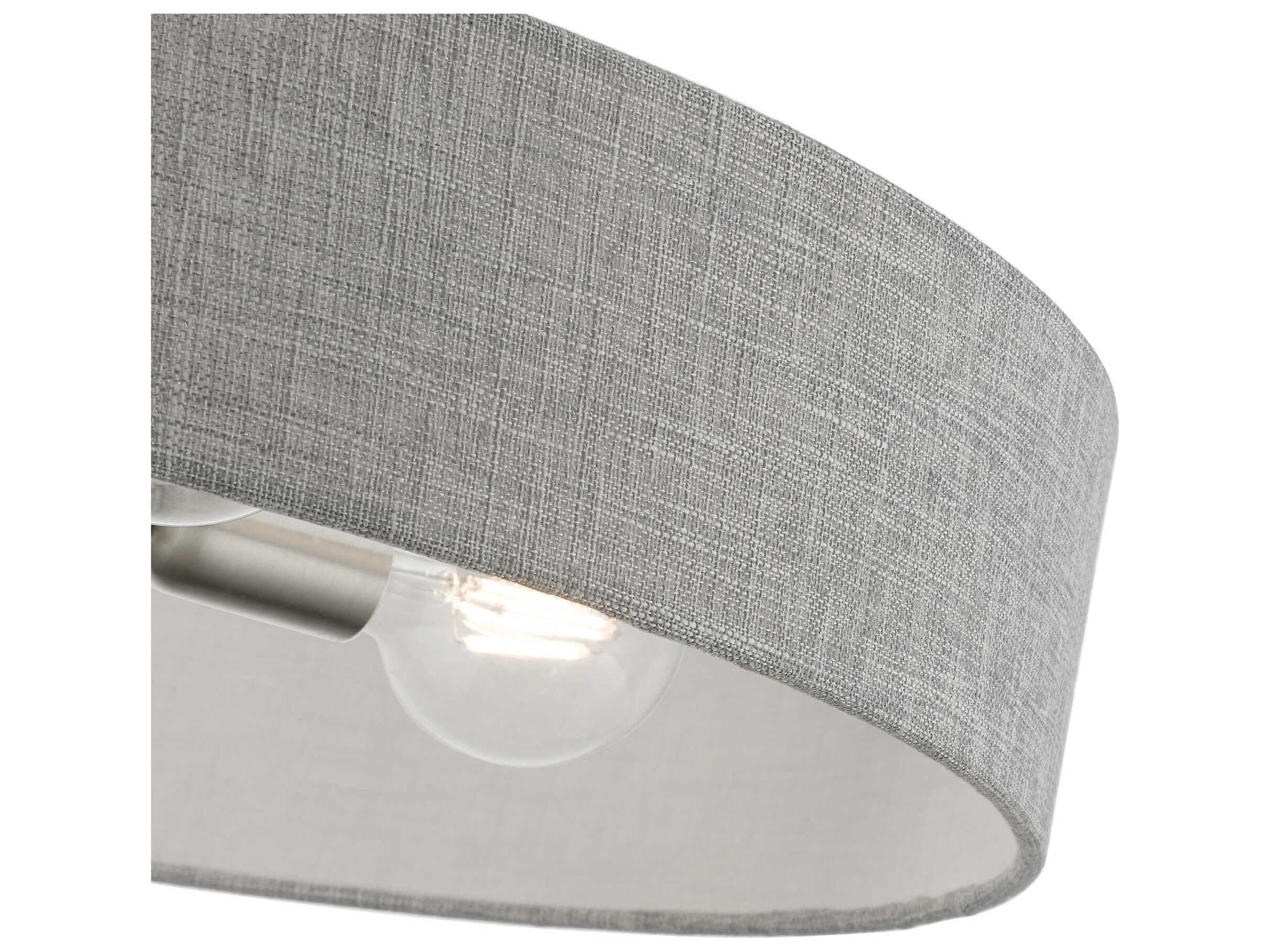 Livex Lighting Elmhurst 4-Light Brushed Nickel Shiny White Drum Semi Flush Mount