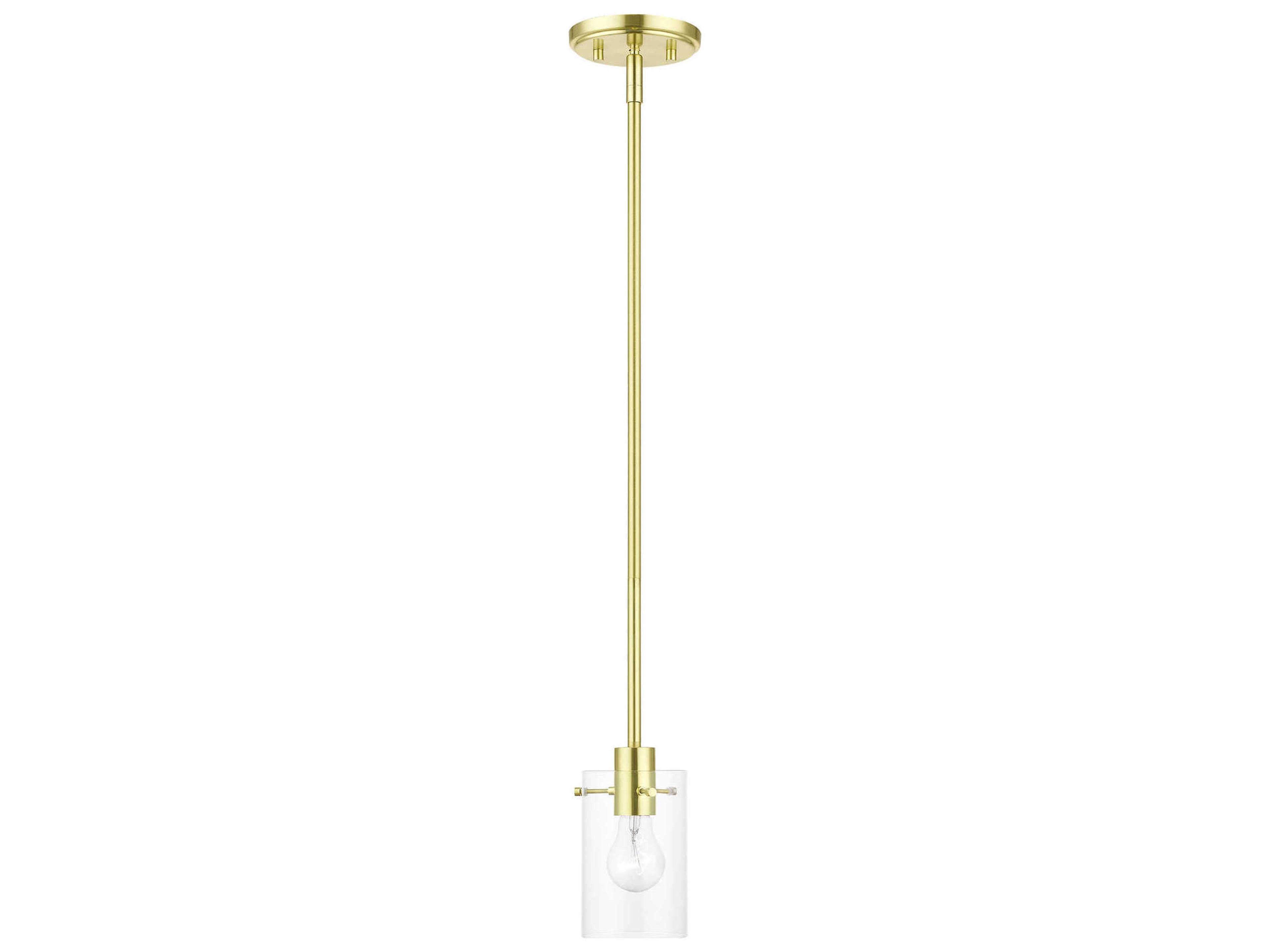 Munich 1-Light Satin Brass Glass Cylinder Mini Pendant