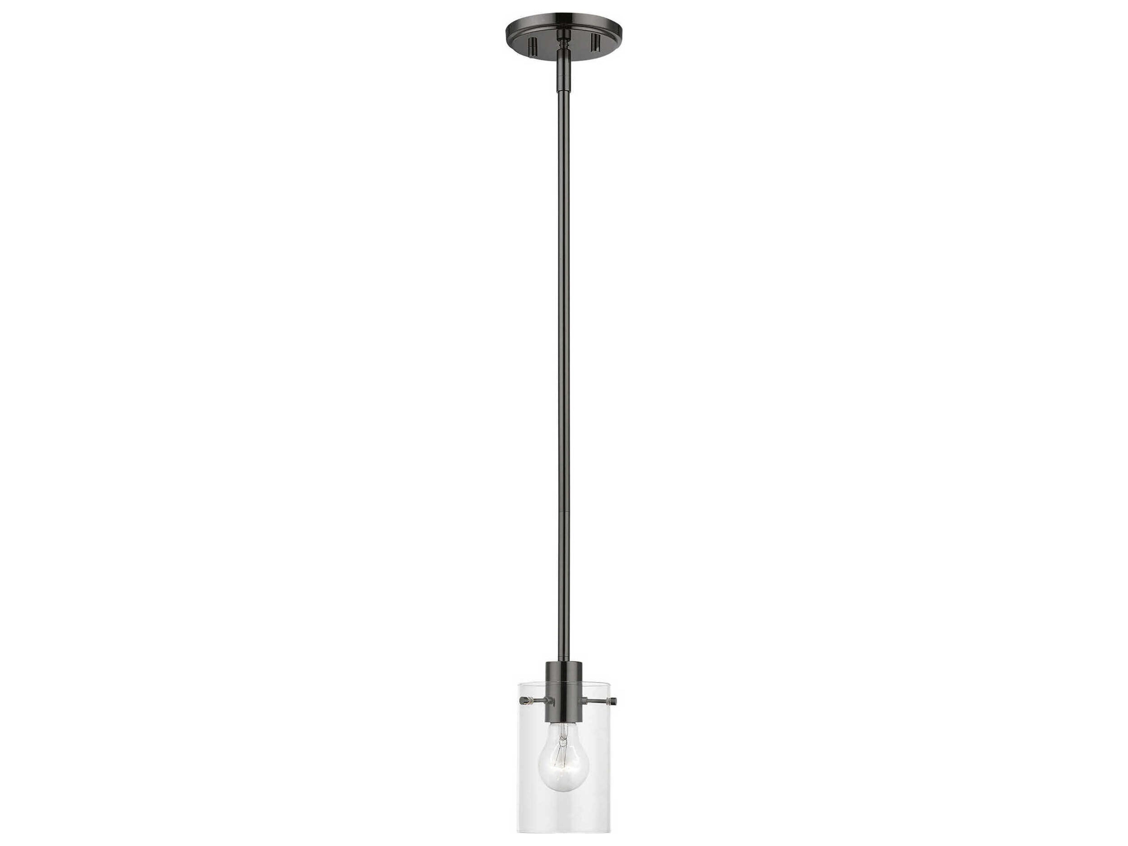 Munich 1-Light Black Chrome Glass Cylinder Mini Pendant