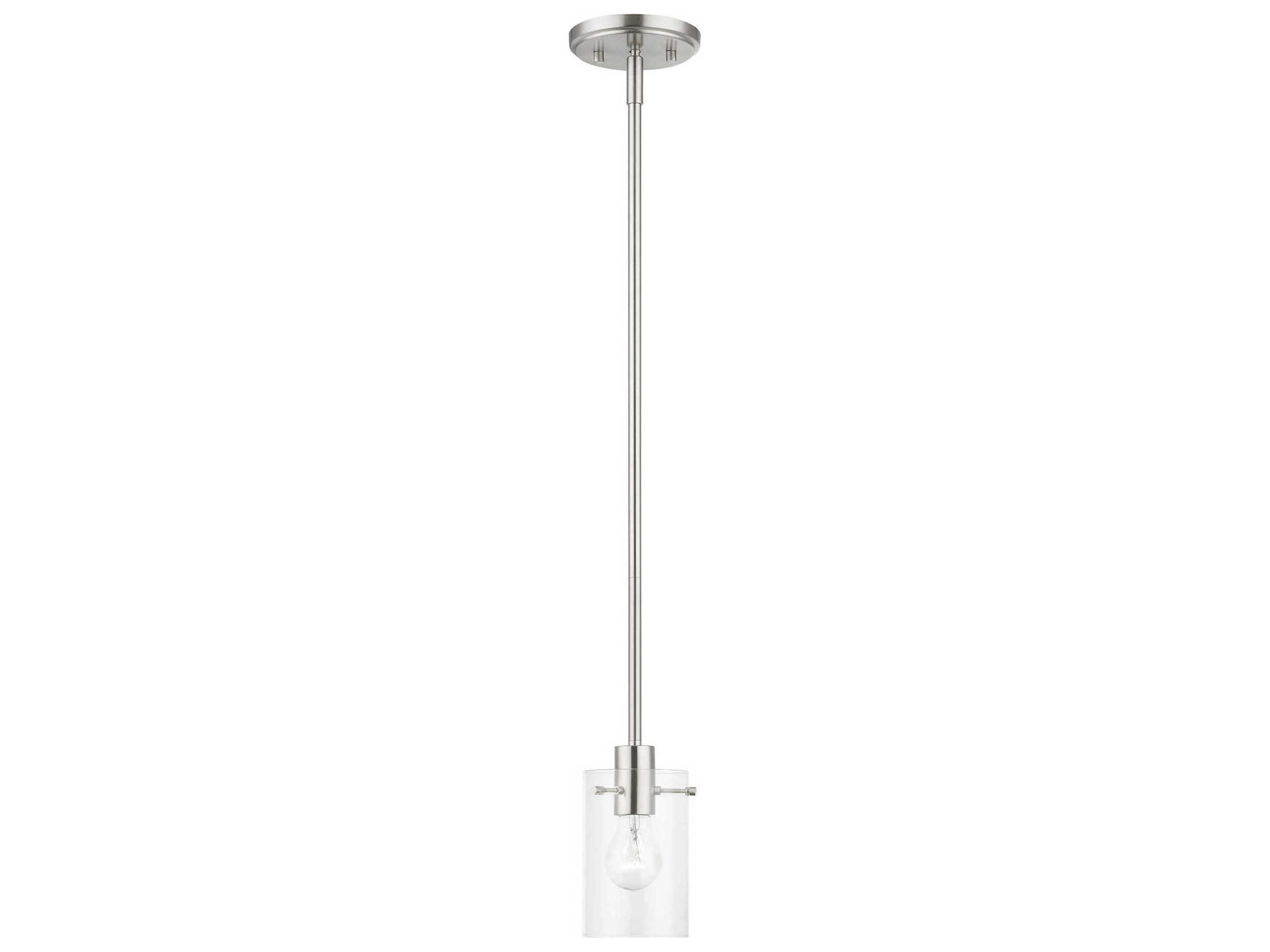 Munich 1-Light Brushed Nickel Glass Cylinder Mini Pendant