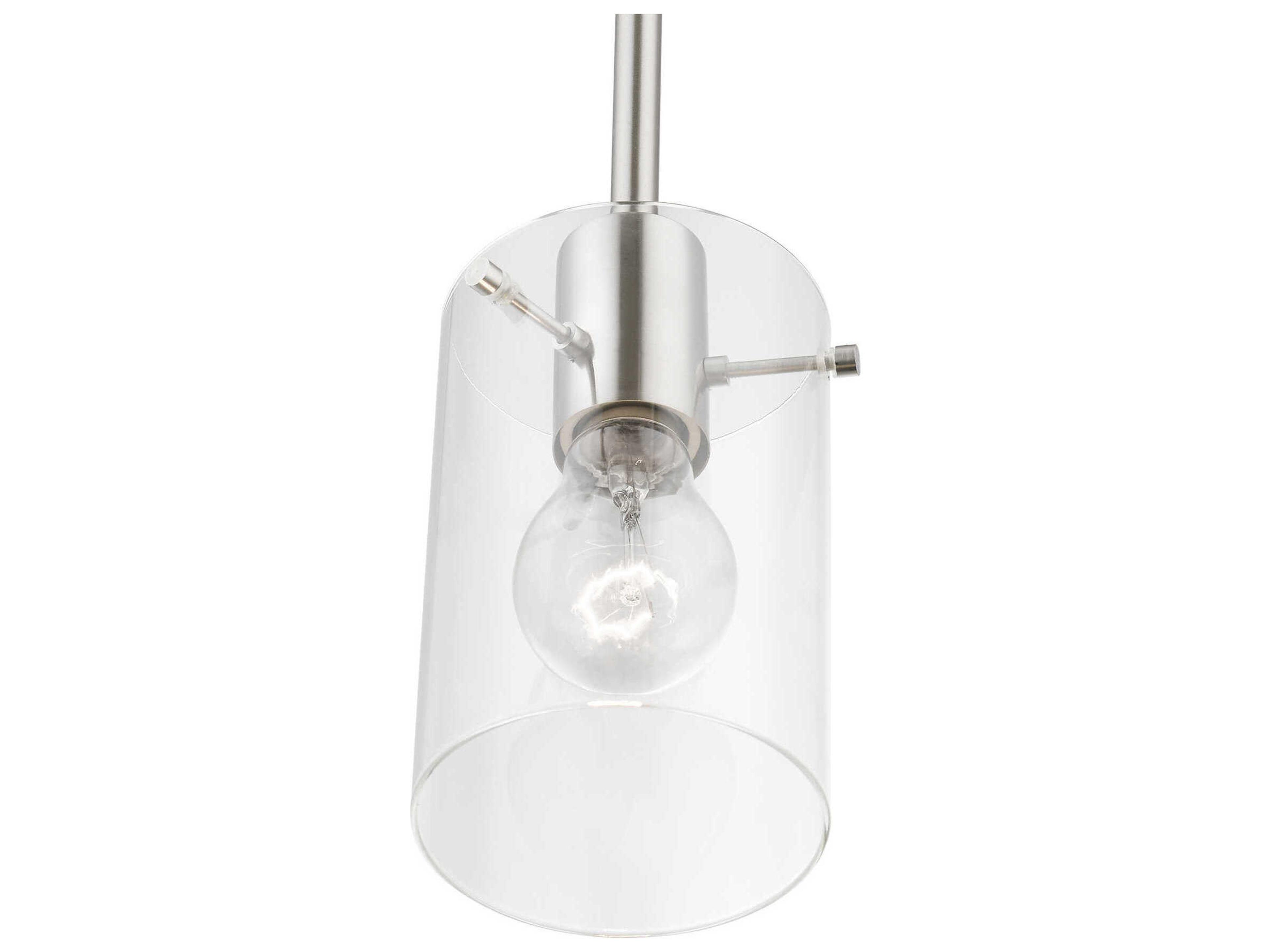 Livex Lighting Munich 1-Light Brushed Nickel Glass Cylinder Mini Pendant