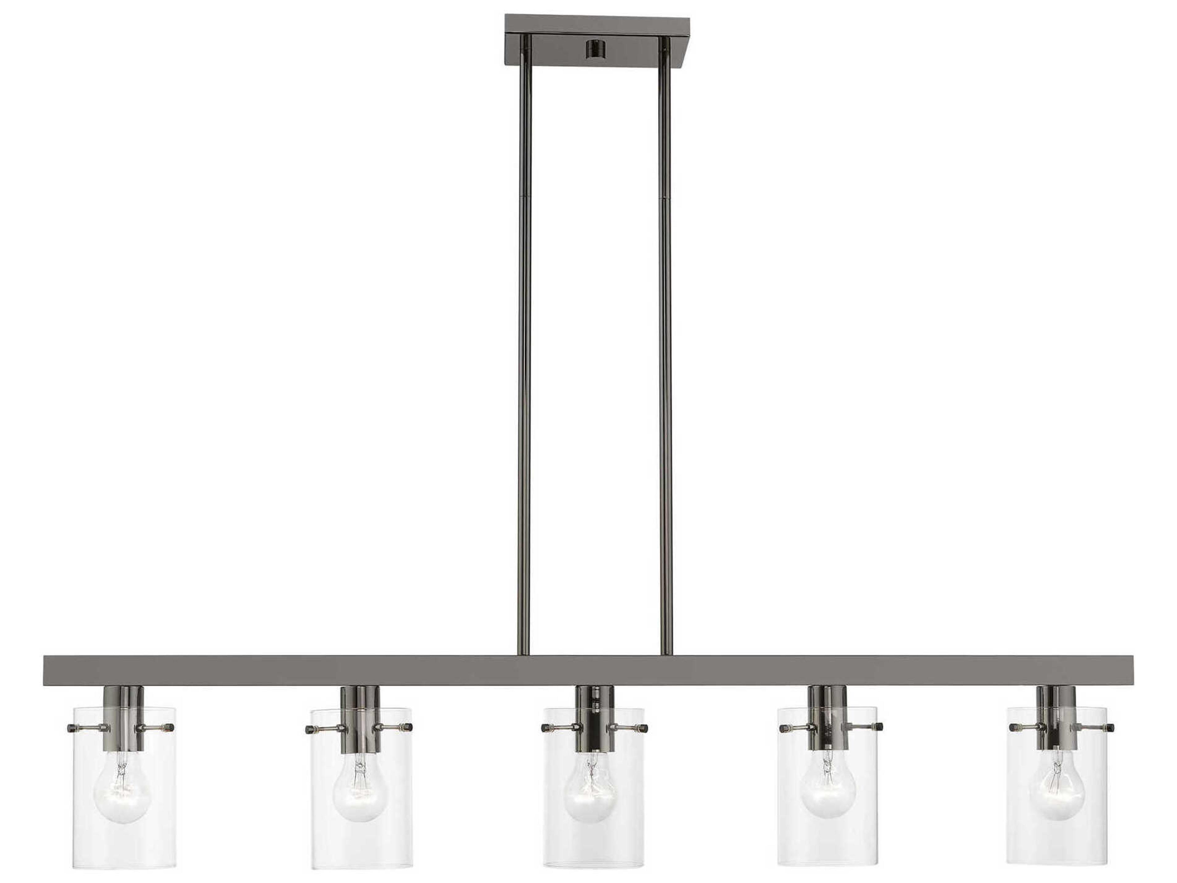 Munich 5-Light Black Chrome Glass Cylinder Linear Island Pendant