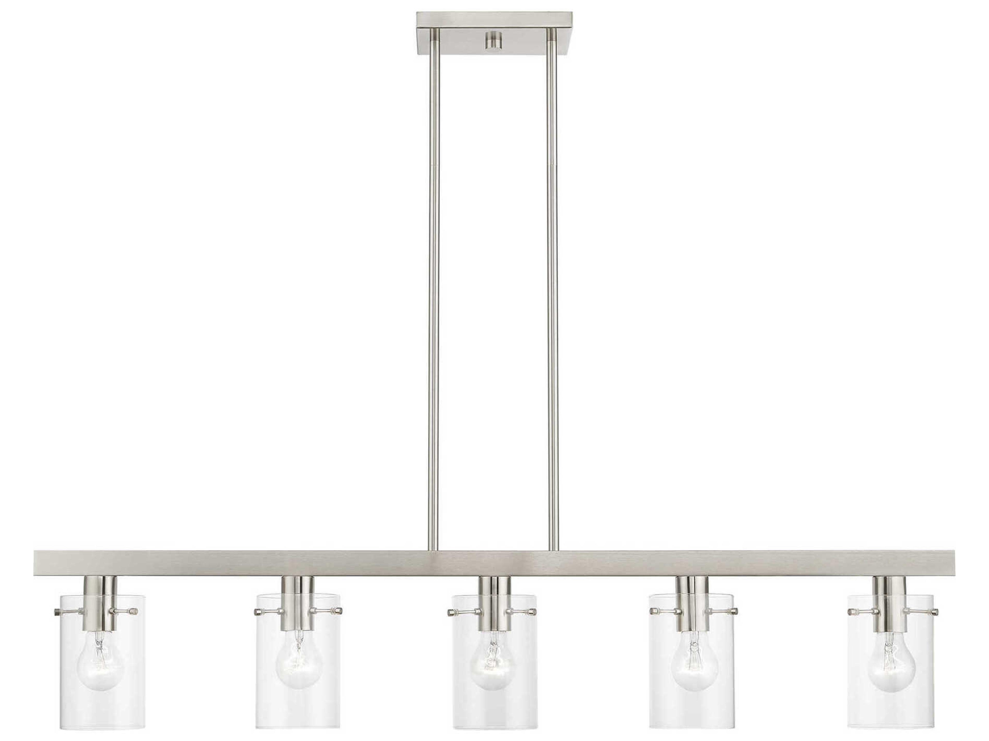 Munich 5-Light Brushed Nickel Glass Cylinder Linear Island Pendant
