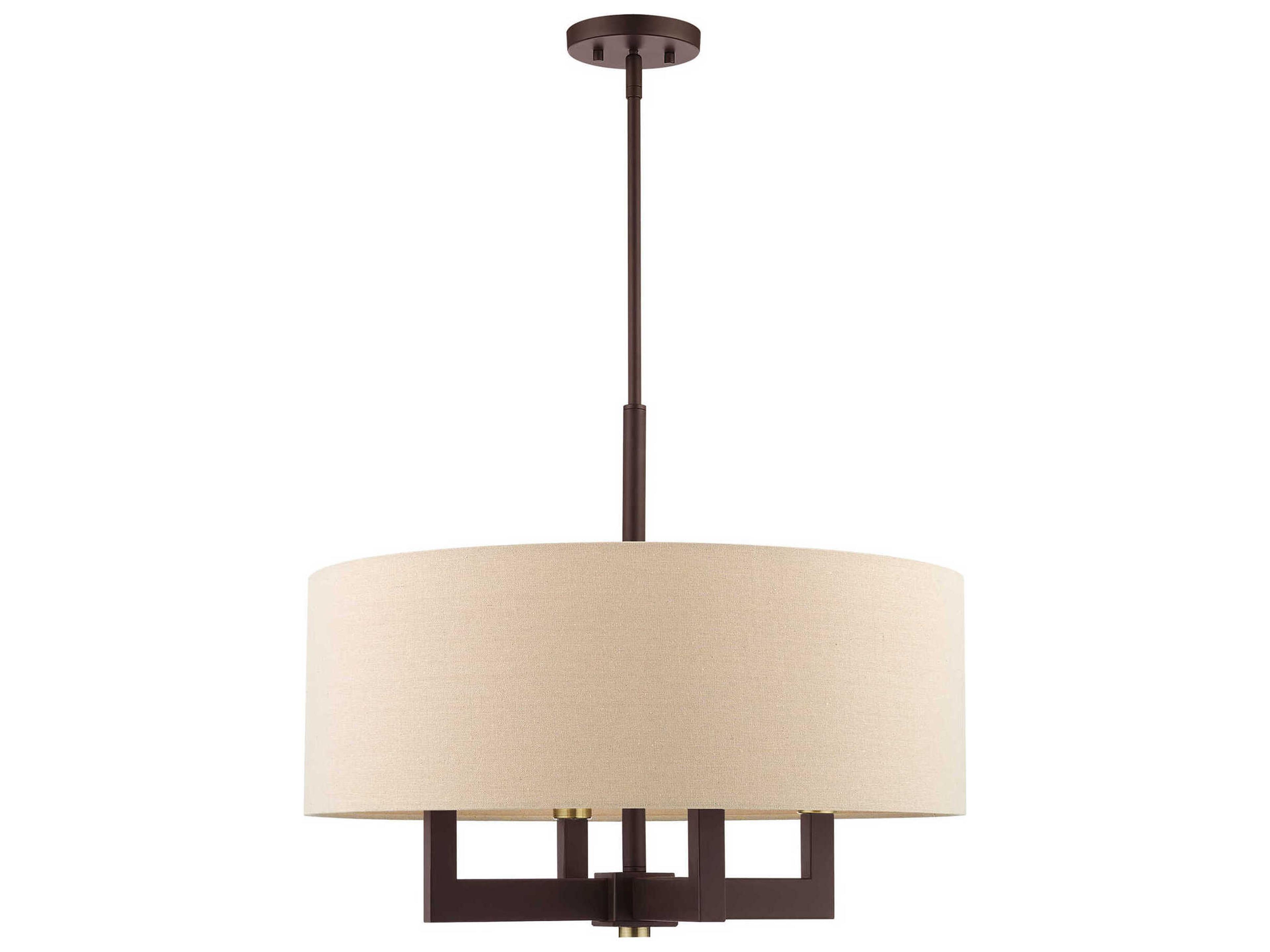 Livex Lighting Cresthaven 4-Light Bronze Antique Brass Drum Chandelier