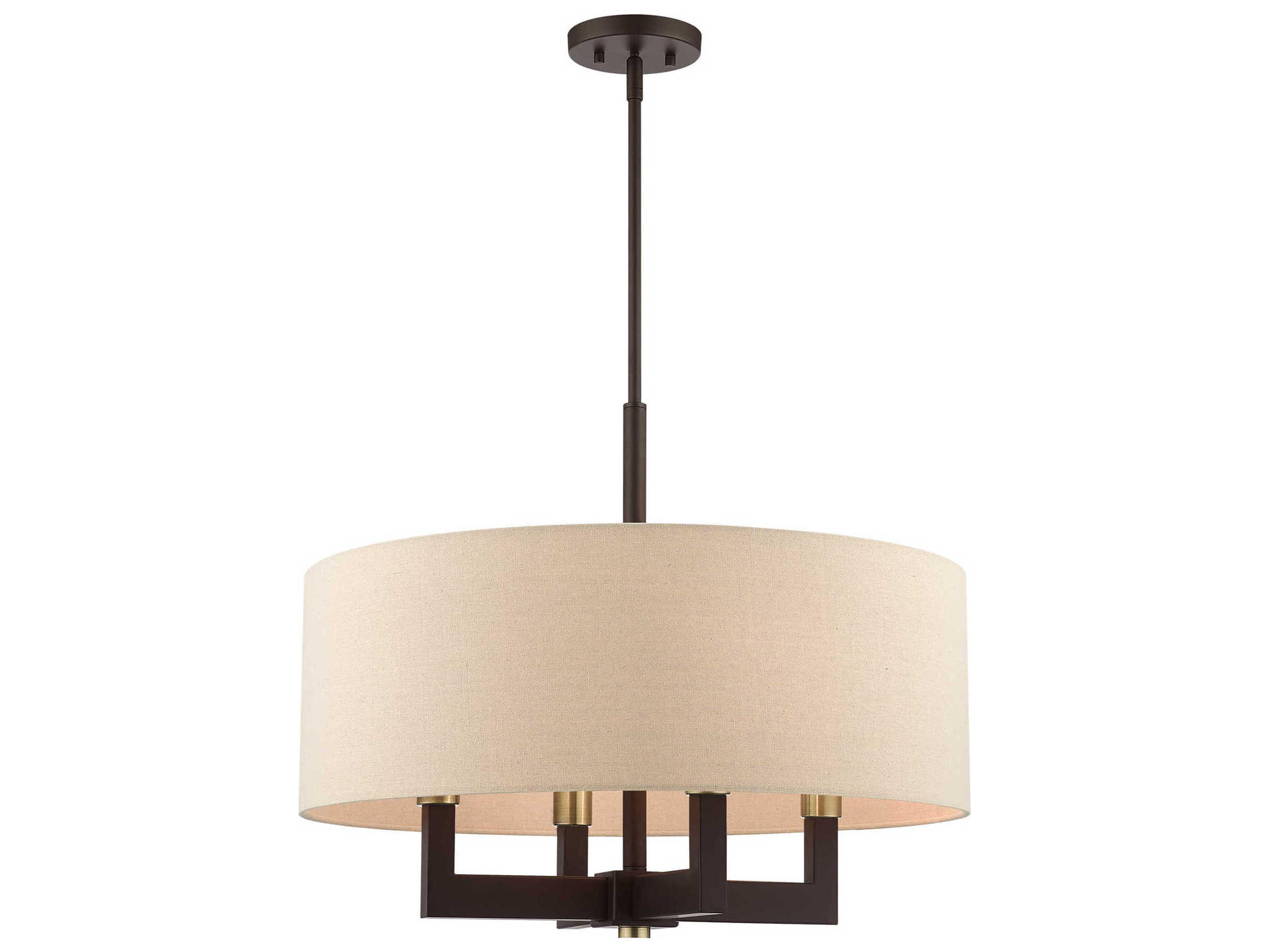 Livex Lighting Cresthaven 4-Light Bronze Antique Brass Drum Chandelier