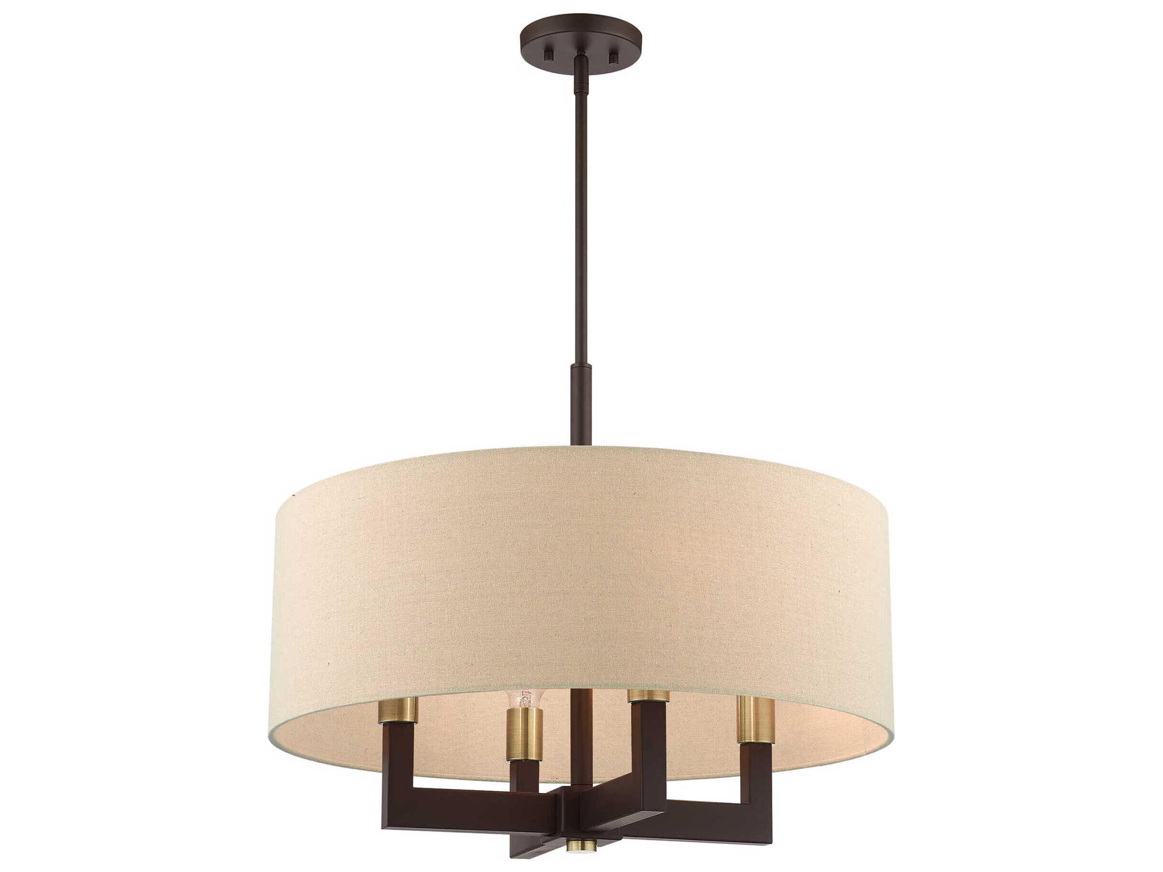 Livex Lighting Cresthaven 4-Light Bronze Antique Brass Drum Chandelier