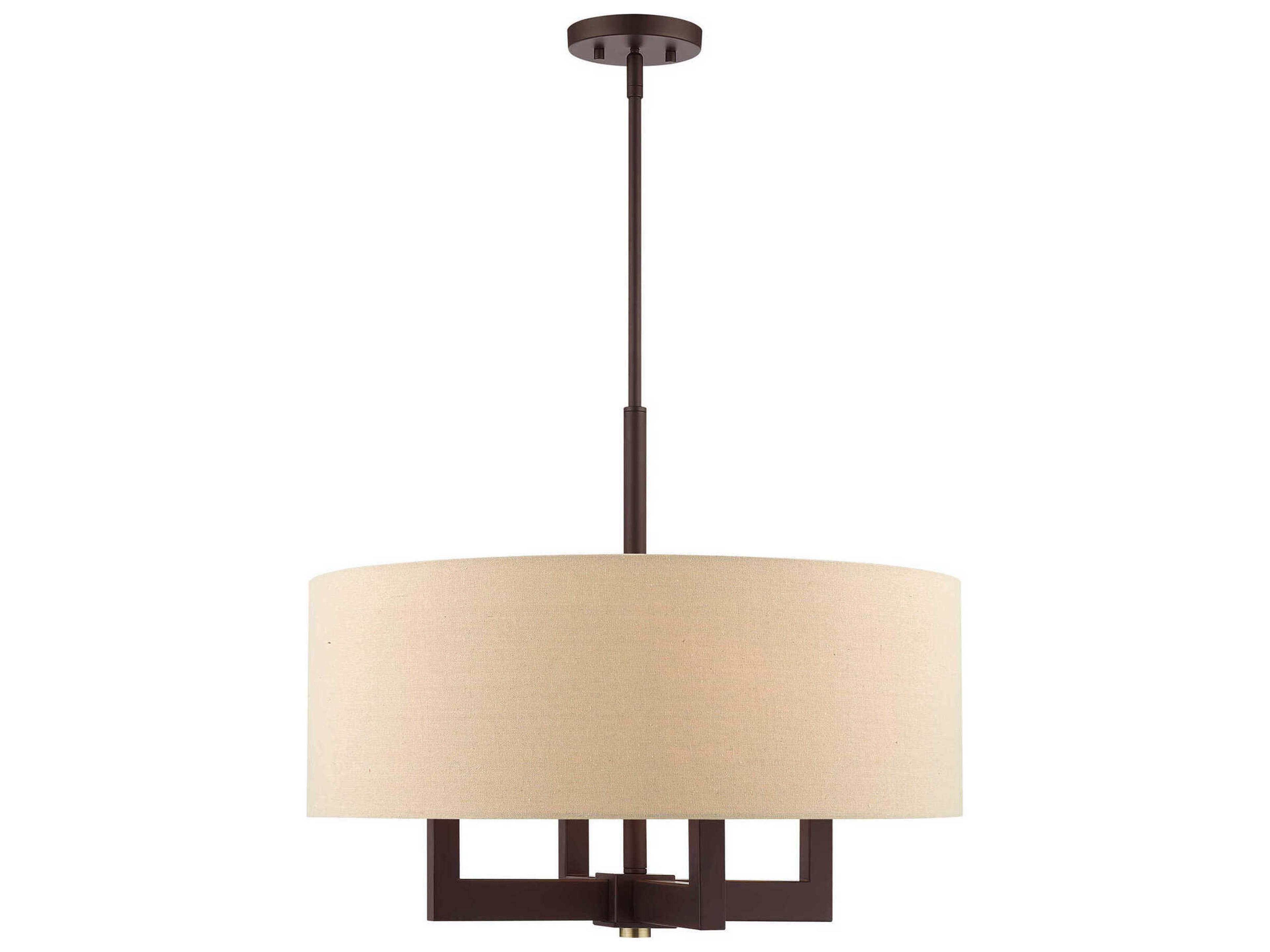 Livex Lighting Cresthaven 4-Light Bronze Antique Brass Drum Chandelier
