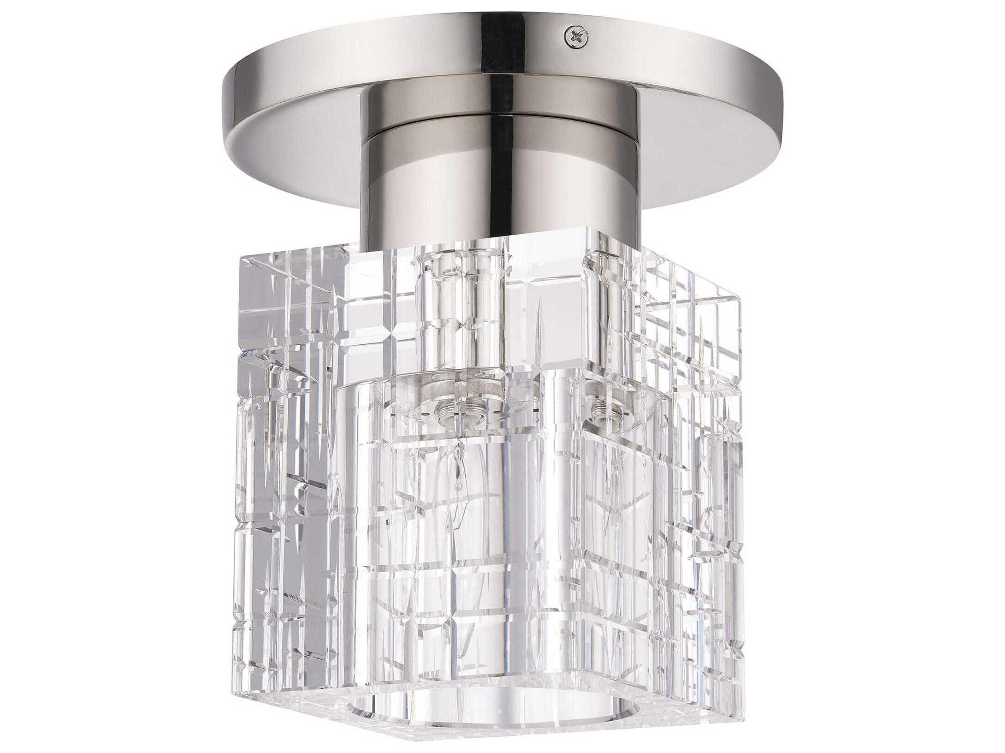 Livex Lighting Rotterdam 1-Light Polished Nickel Crystal Flush Mount
