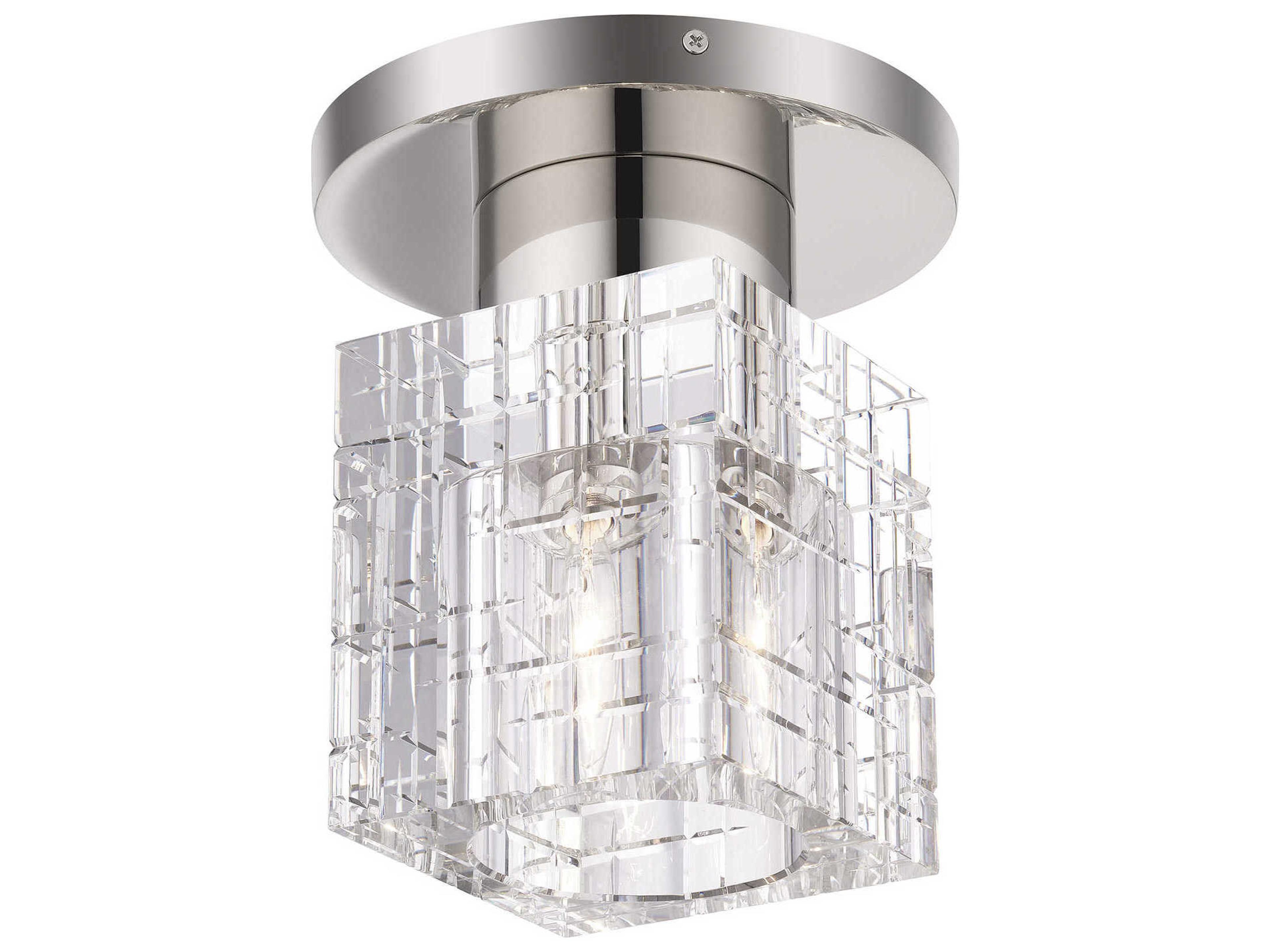 Livex Lighting Rotterdam 1-Light Polished Nickel Crystal Flush Mount