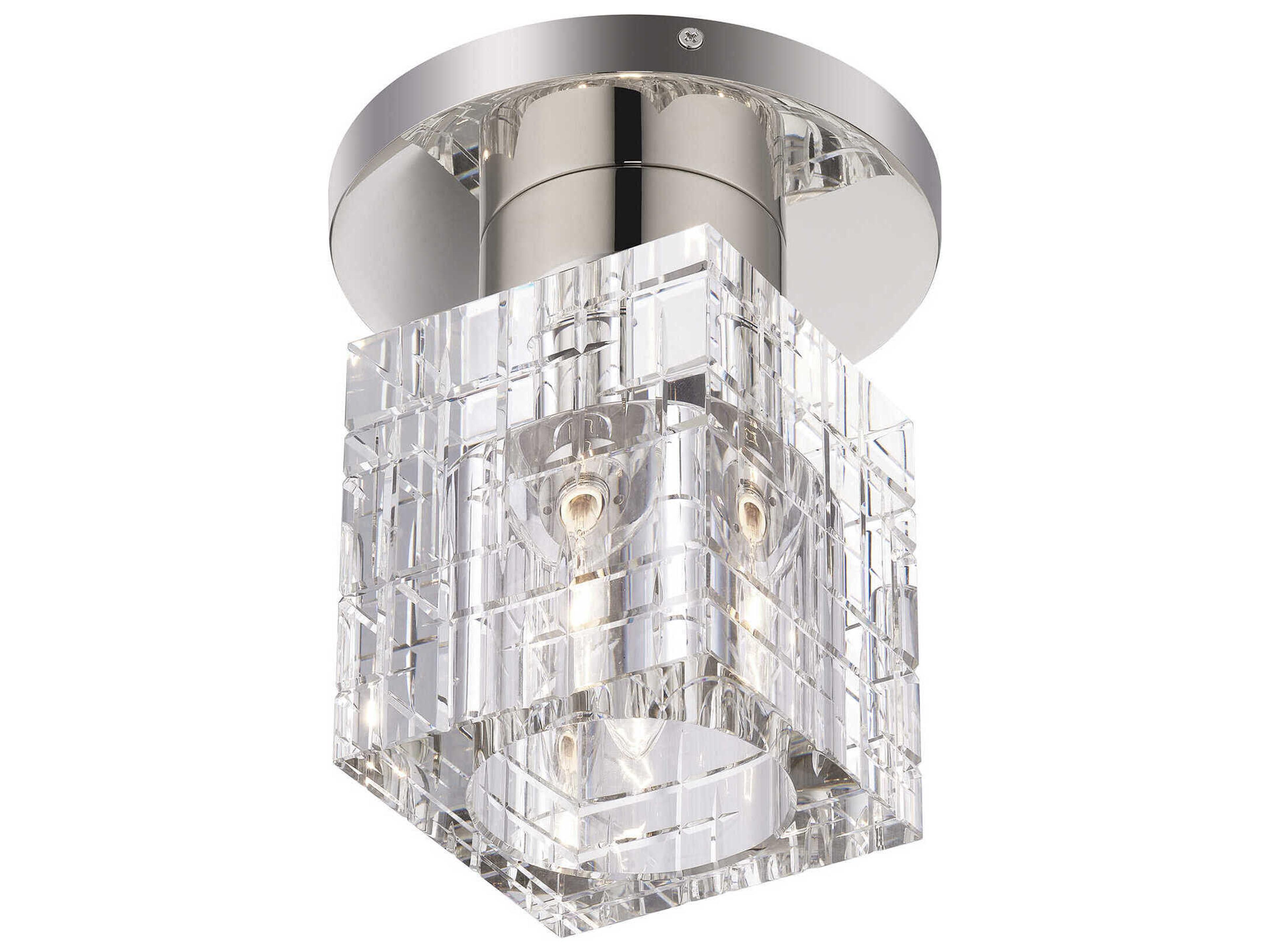 Livex Lighting Rotterdam 1-Light Polished Nickel Crystal Flush Mount