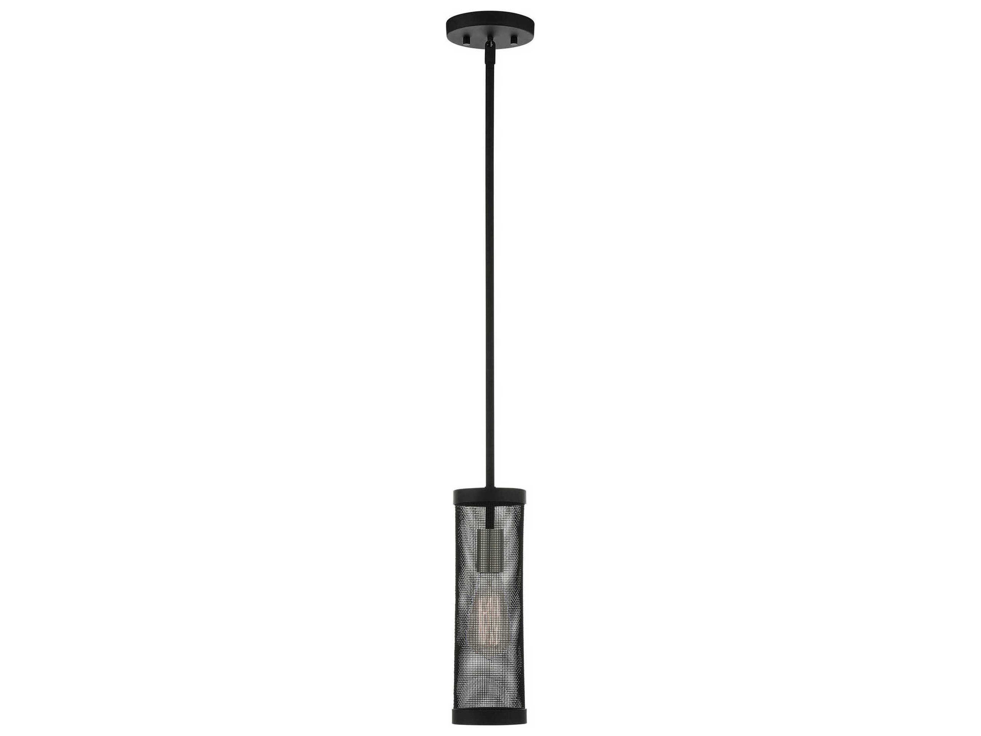 Industro 1-Light Black Brushed Nickel Cylinder Mini Pendant