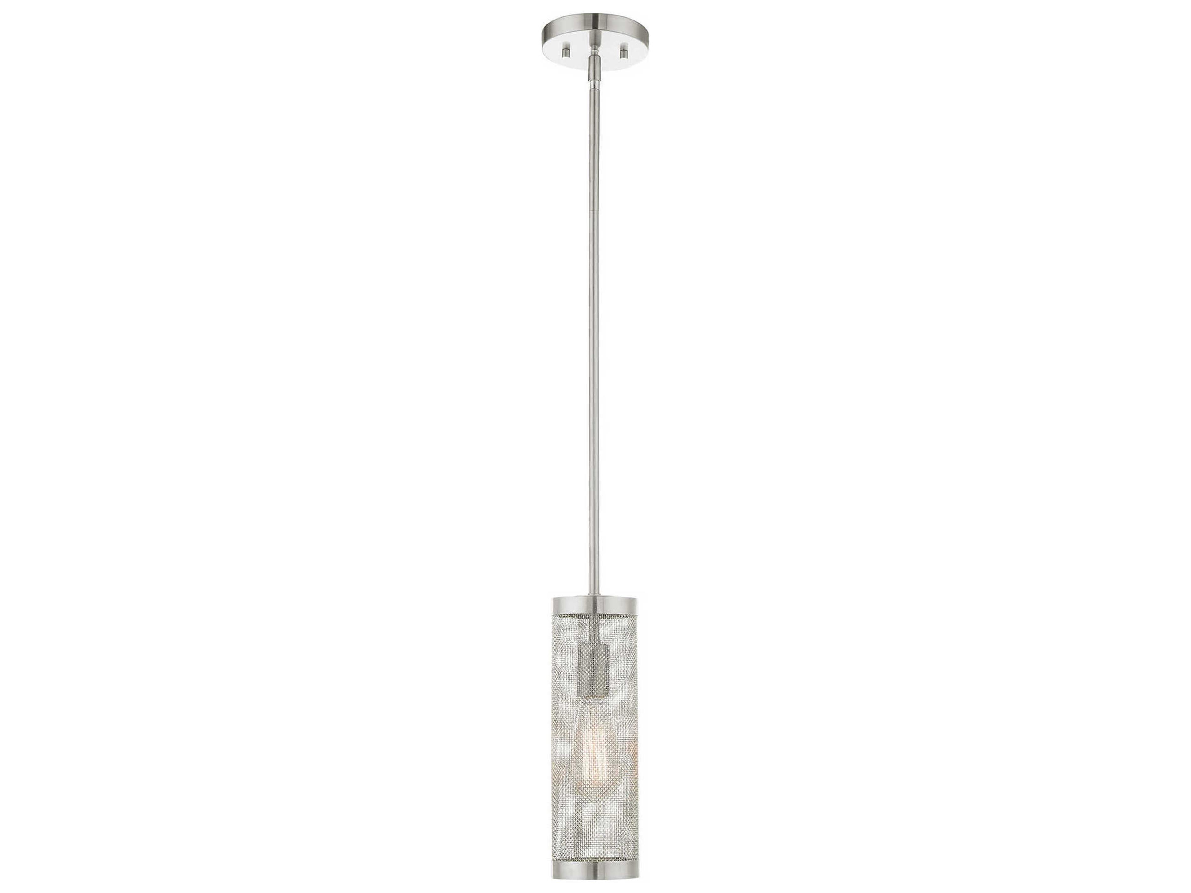 Industro 1-Light Brushed Nickel Cylinder Mini Pendant