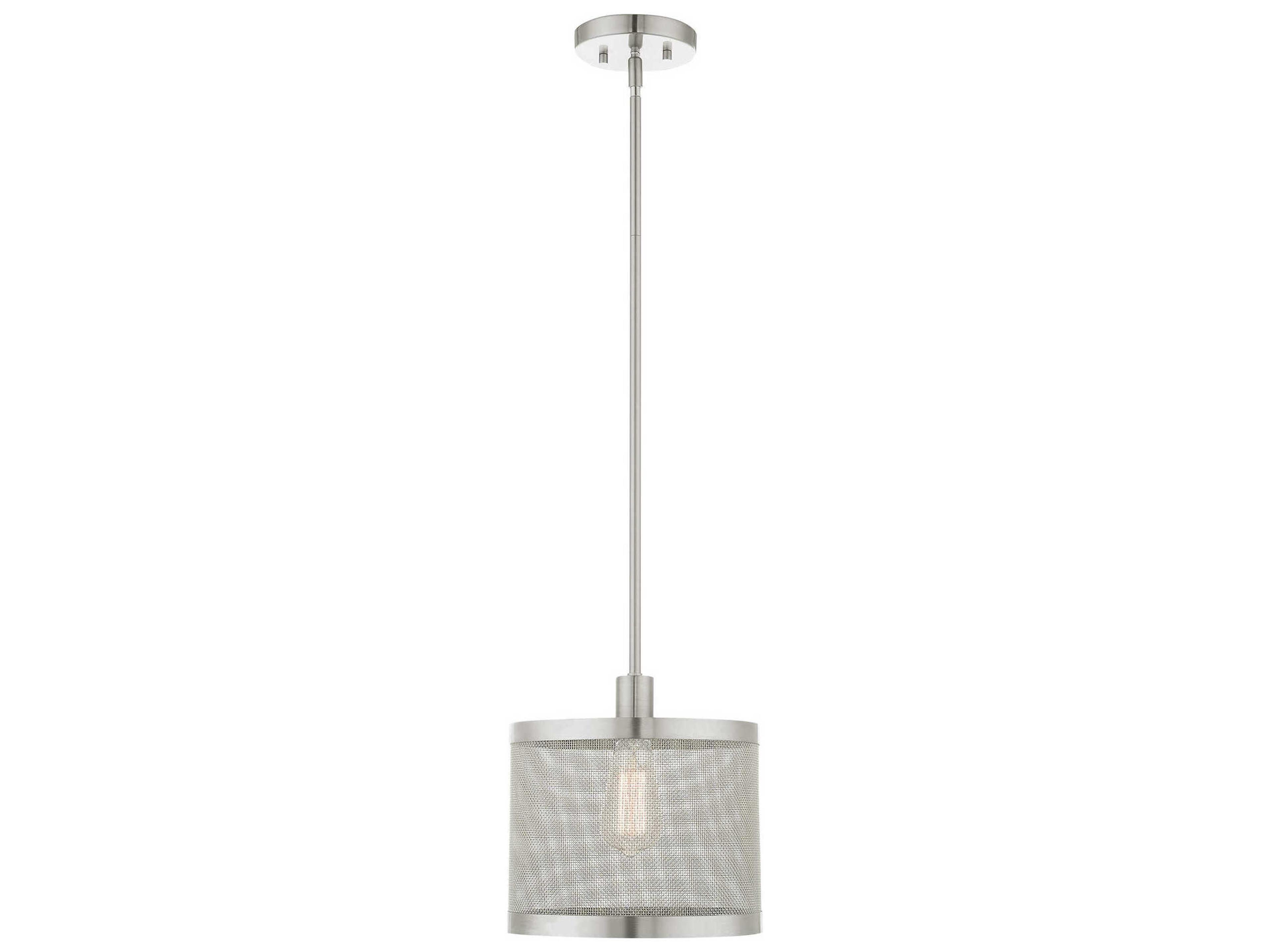 Industro 1-Light Brushed Nickel Drum Mini Pendant