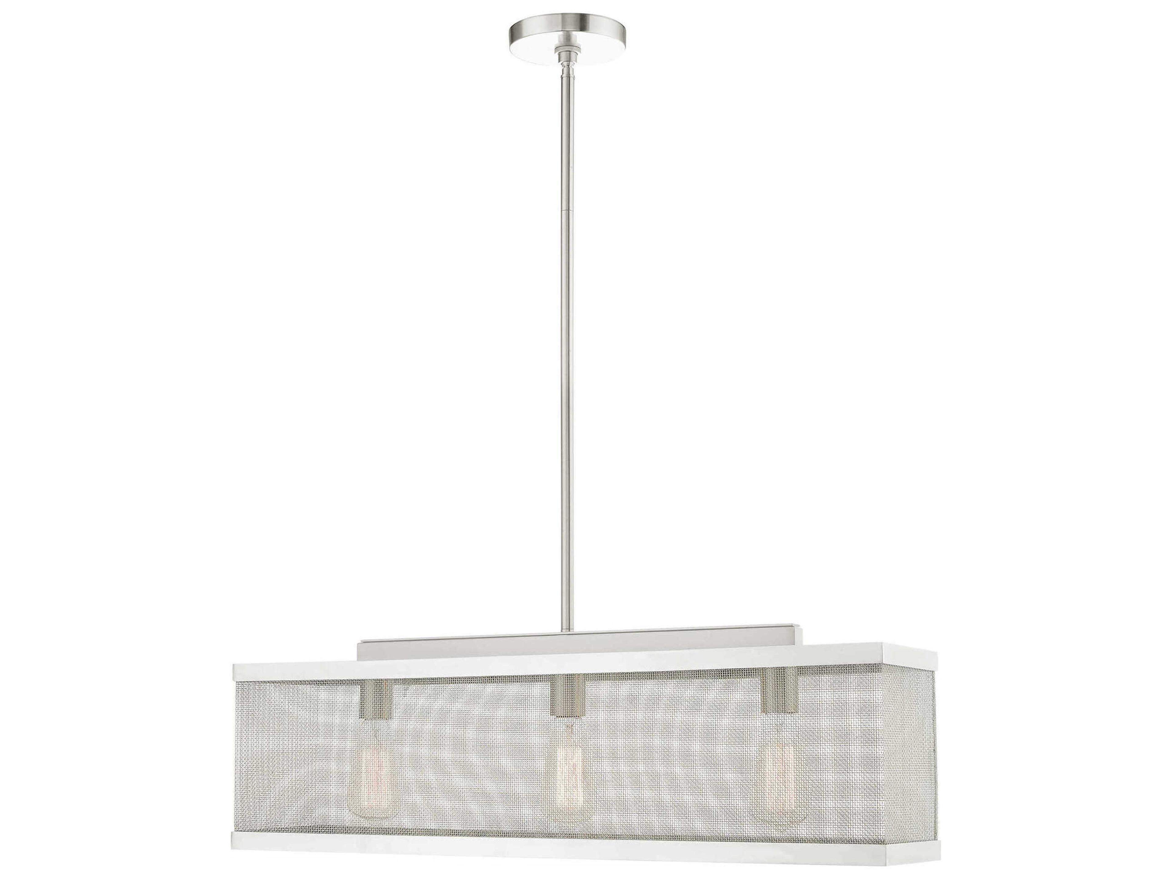 Industro 3-Light Brushed Nickel Geometric Linear Island Pendant