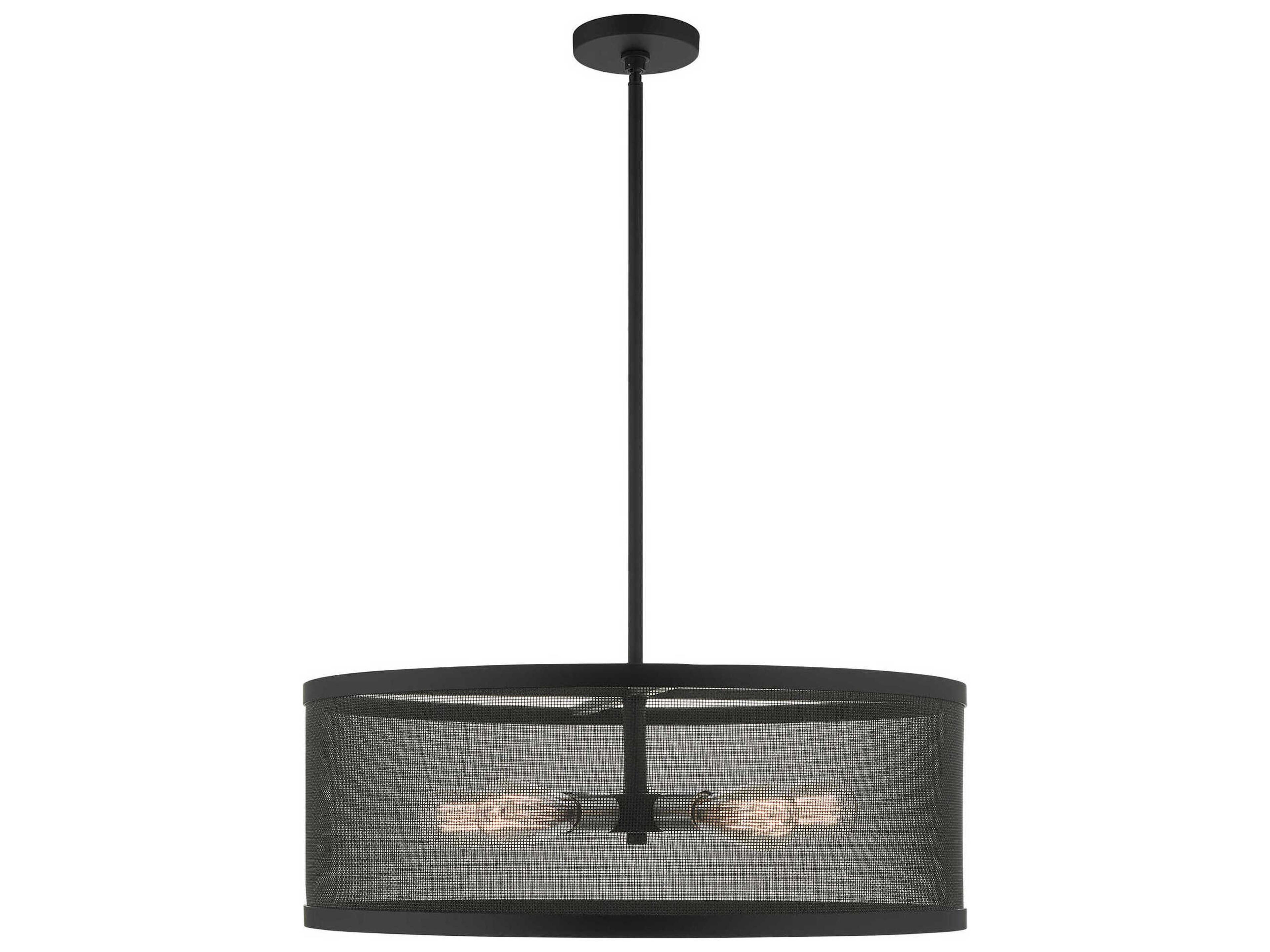 Industro 5-Light Black Brushed Nickel Drum Pendant