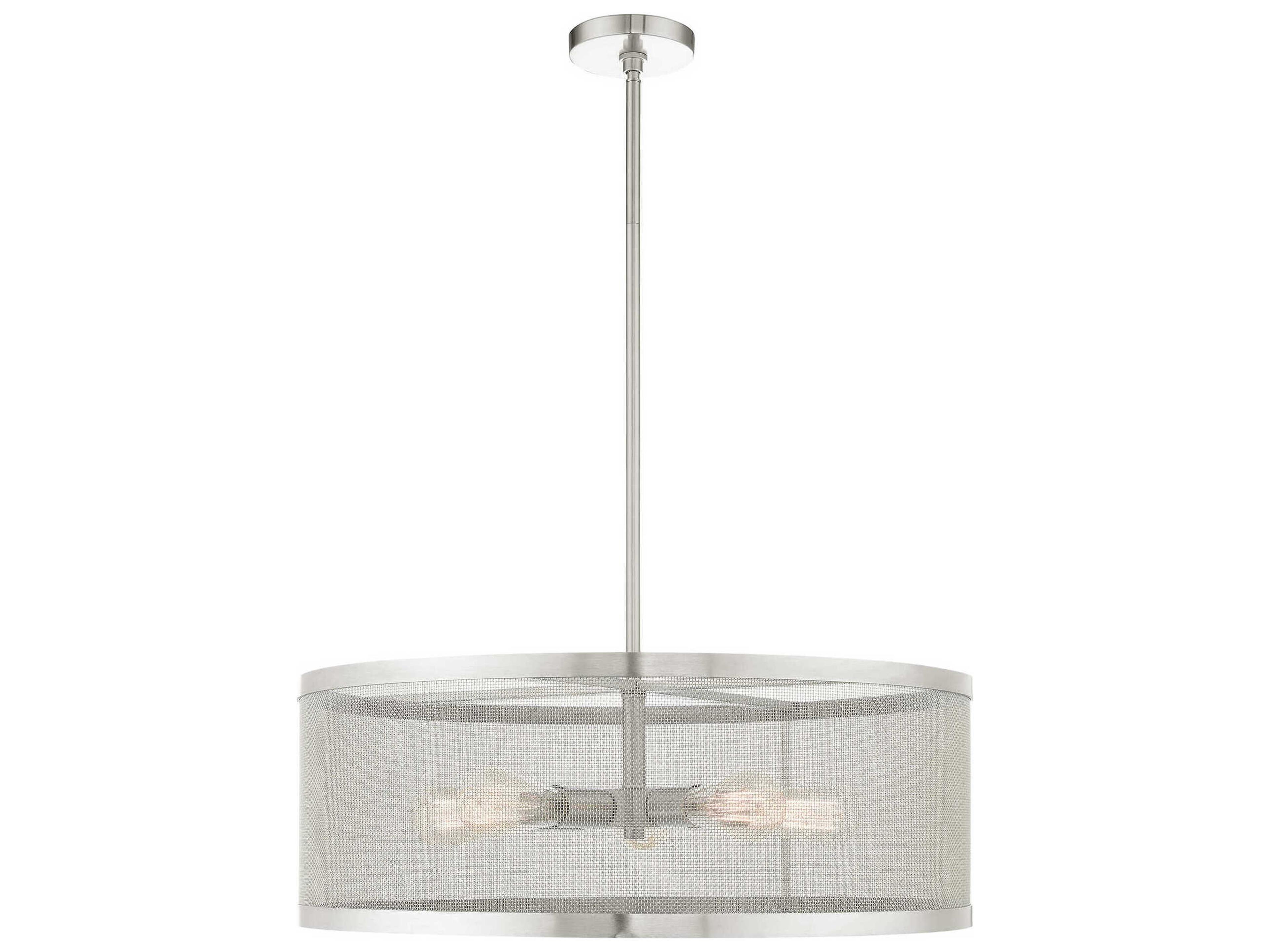 Industro 5-Light Brushed Nickel Drum Pendant