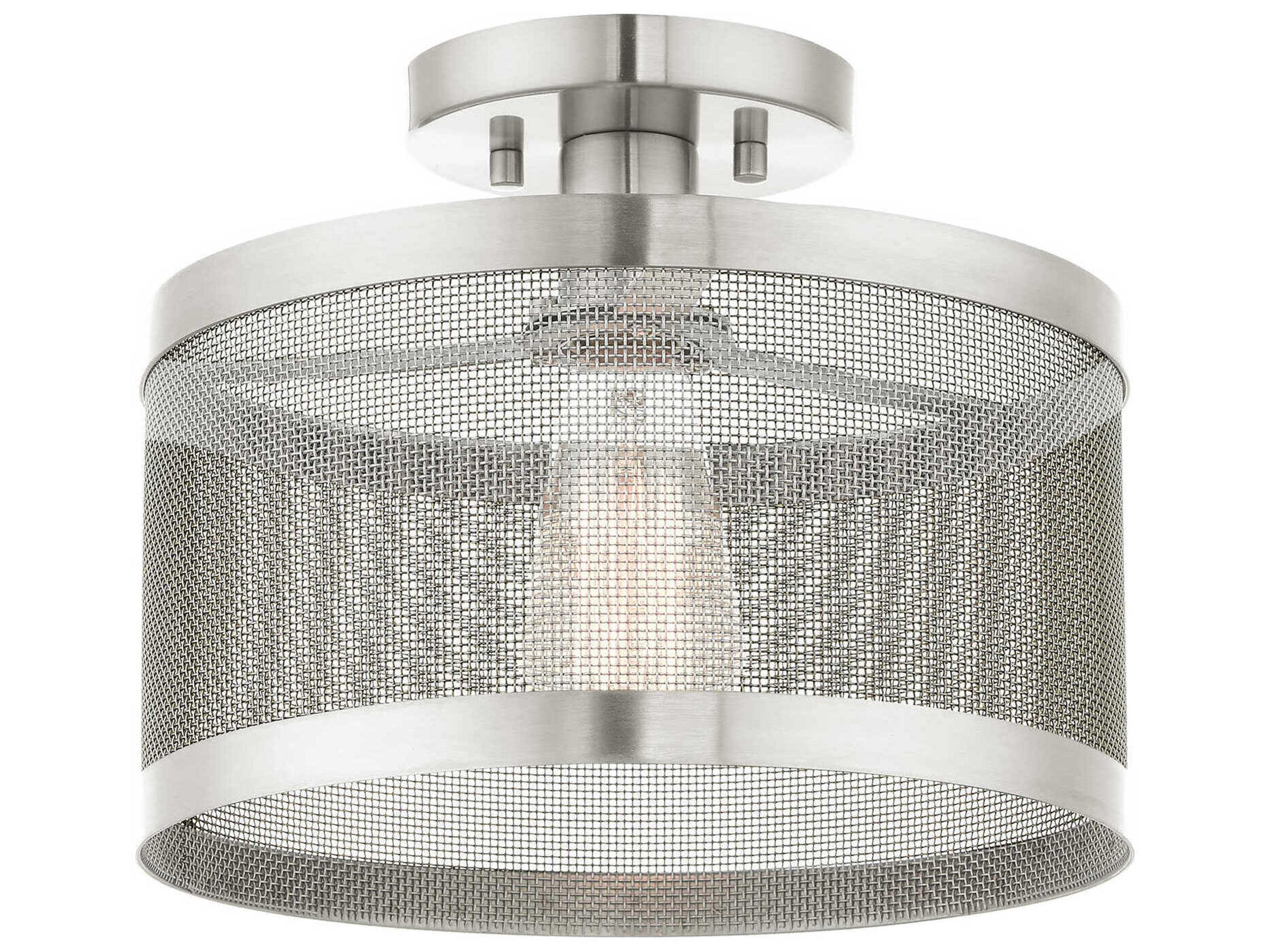 Industro 1-Light Brushed Nickel Drum Semi Flush Mount
