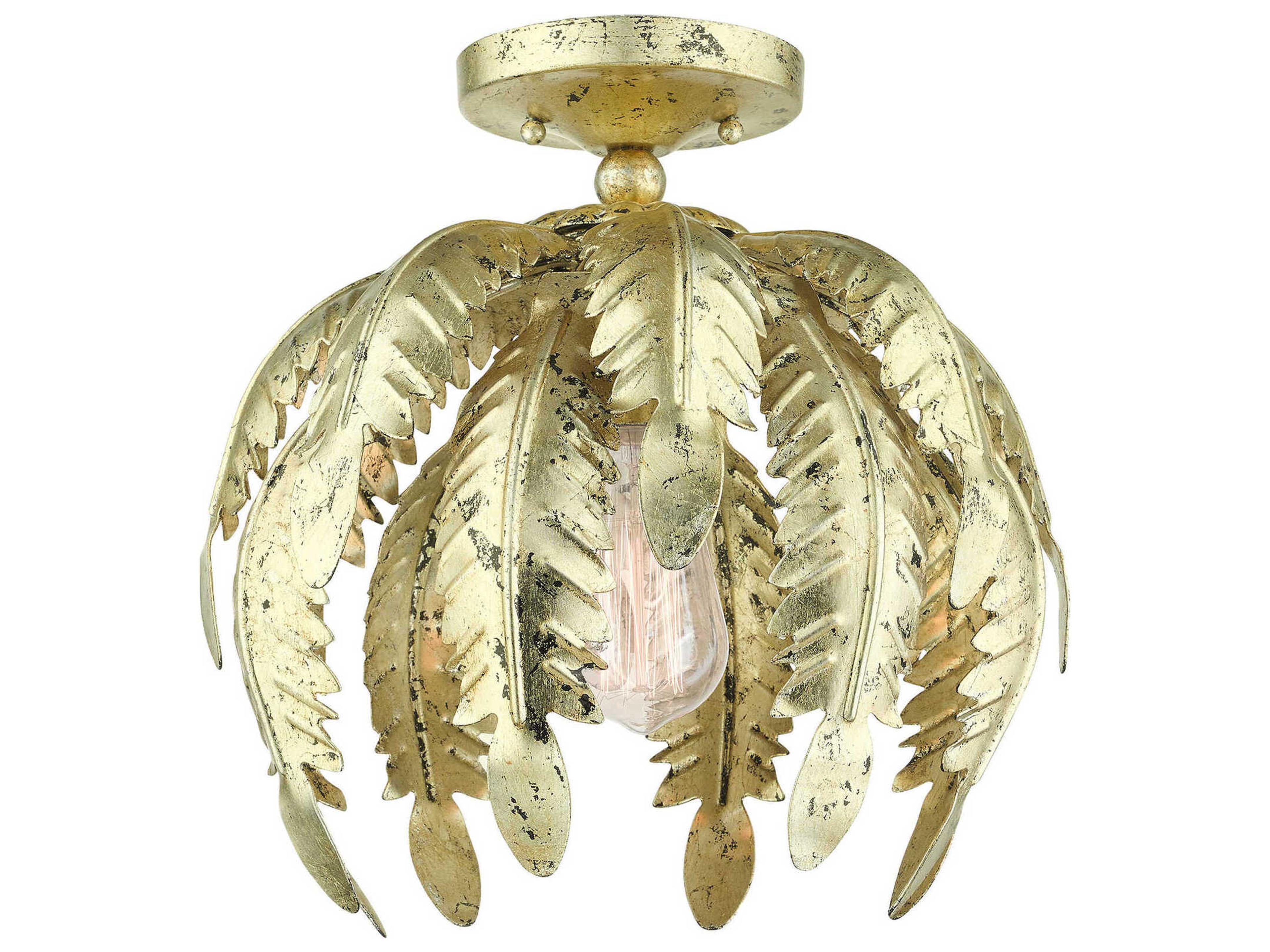 Acanthus 1-Light Winter Gold Semi Flush Mount