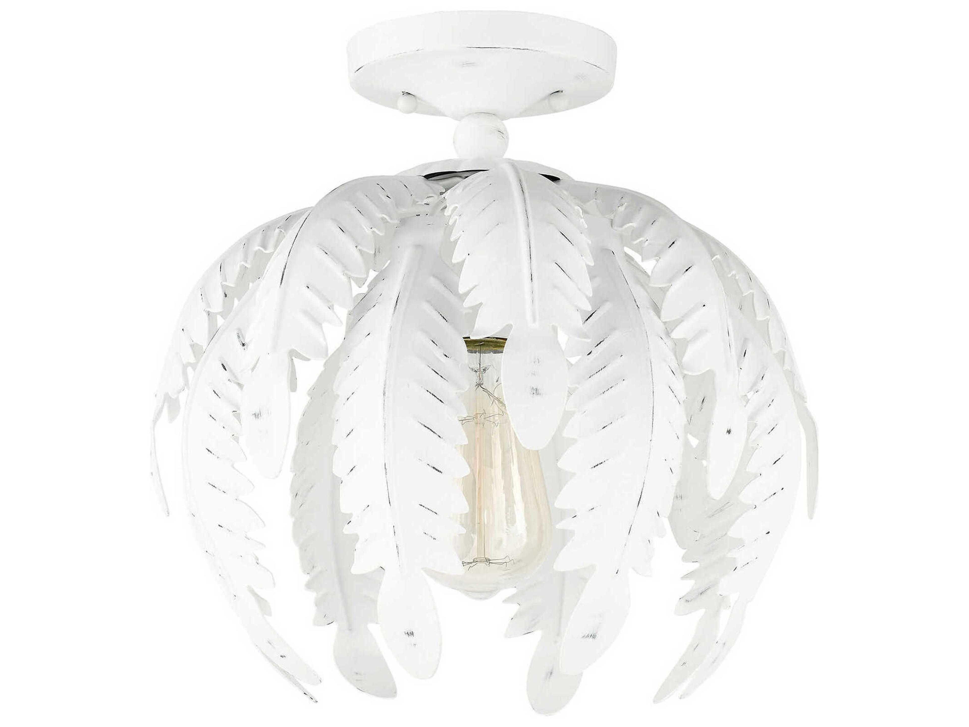 Livex Lighting Acanthus 1-Light Antique White Semi Flush Mount