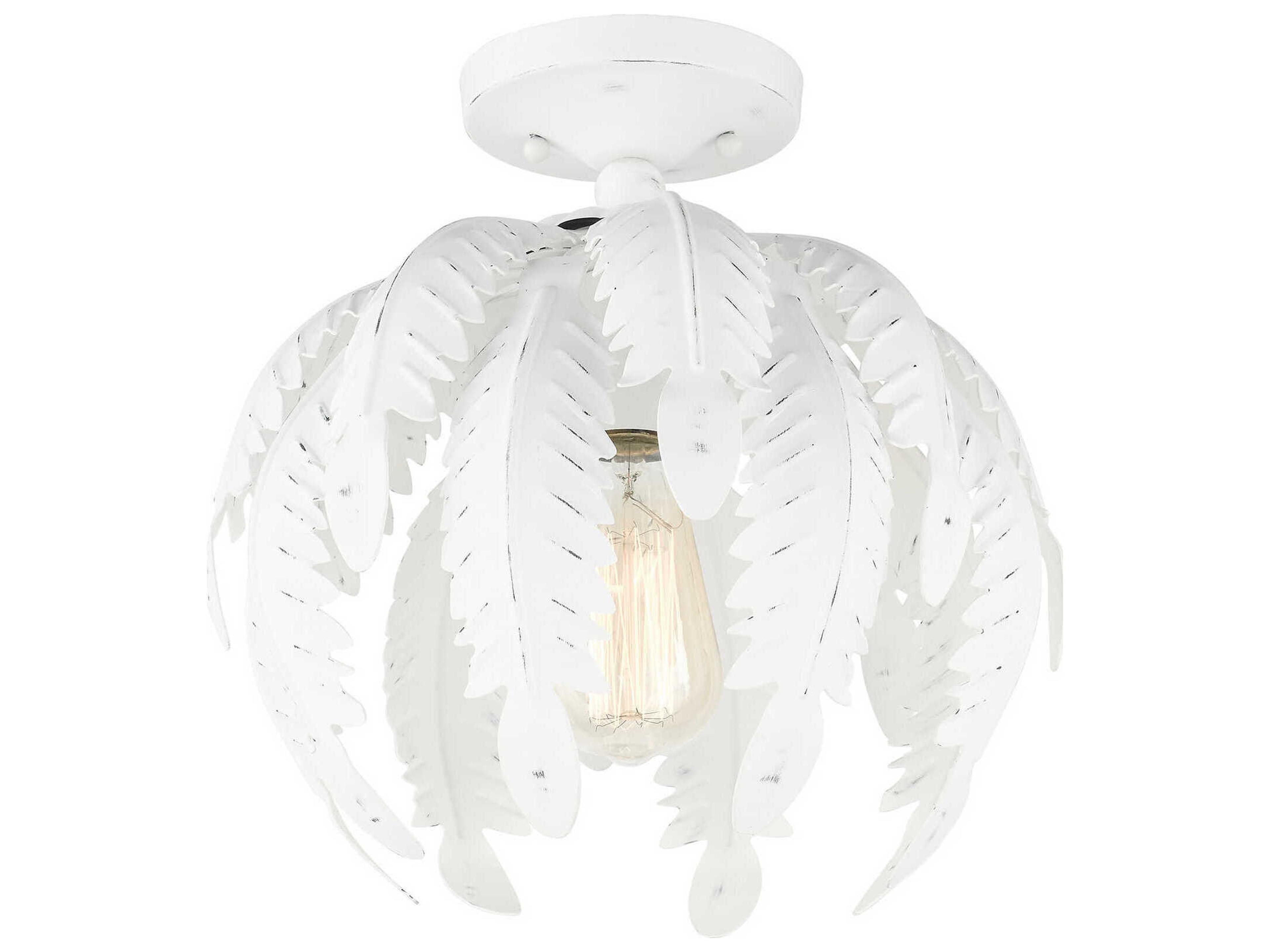 Livex Lighting Acanthus 1-Light Antique White Semi Flush Mount