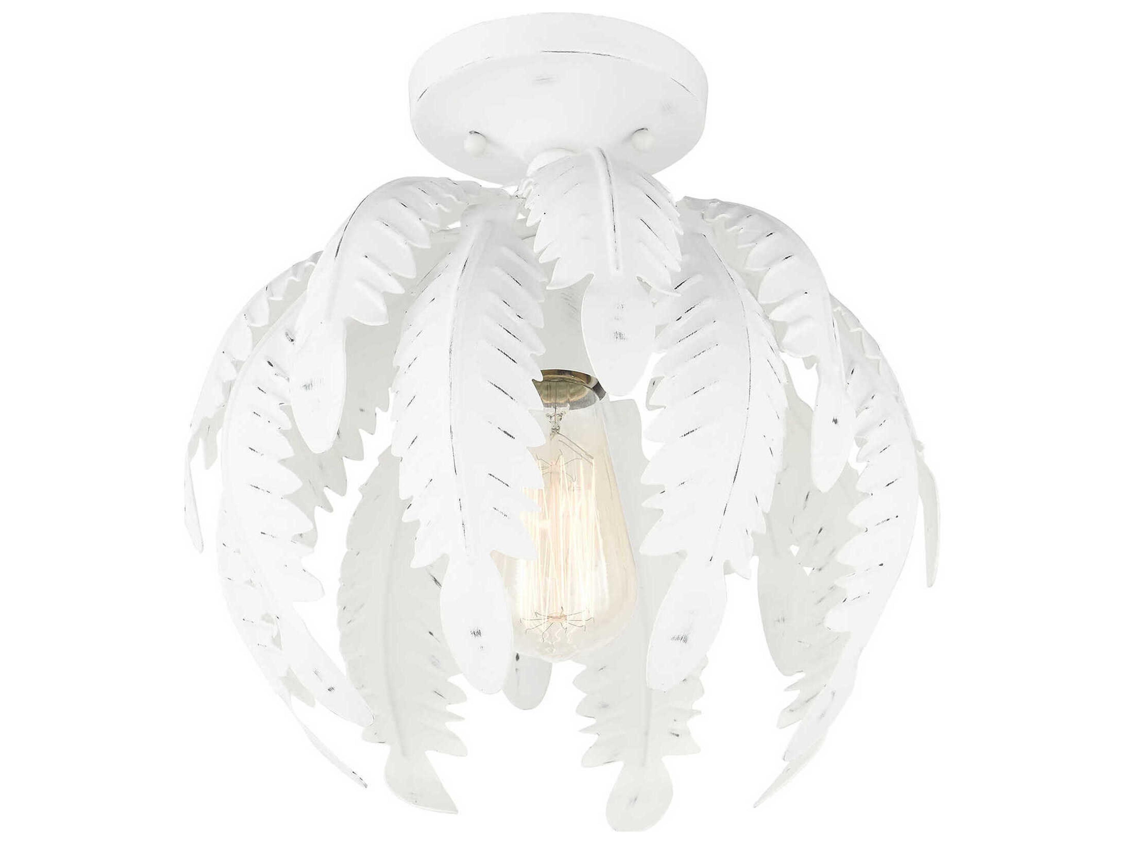 Livex Lighting Acanthus 1-Light Antique White Semi Flush Mount