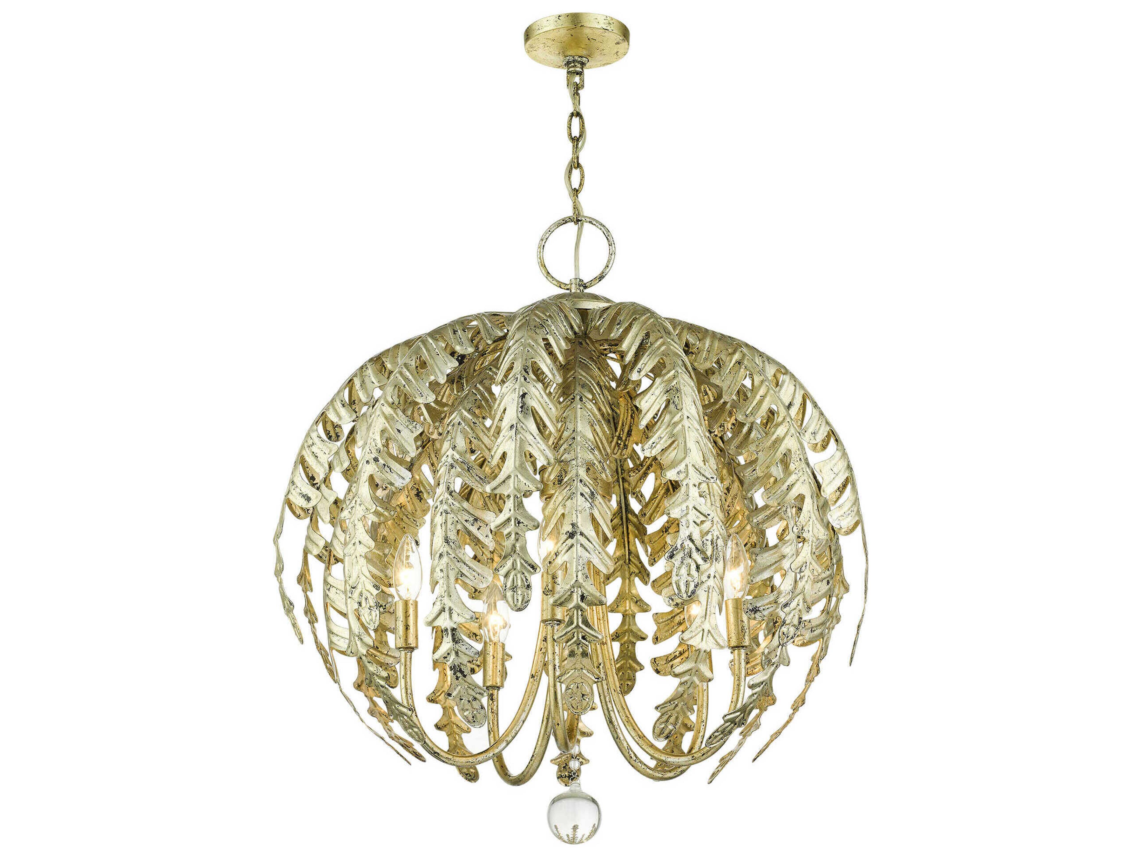 Livex Lighting Acanthus 5-Light Winter Gold Crystal Chandelier