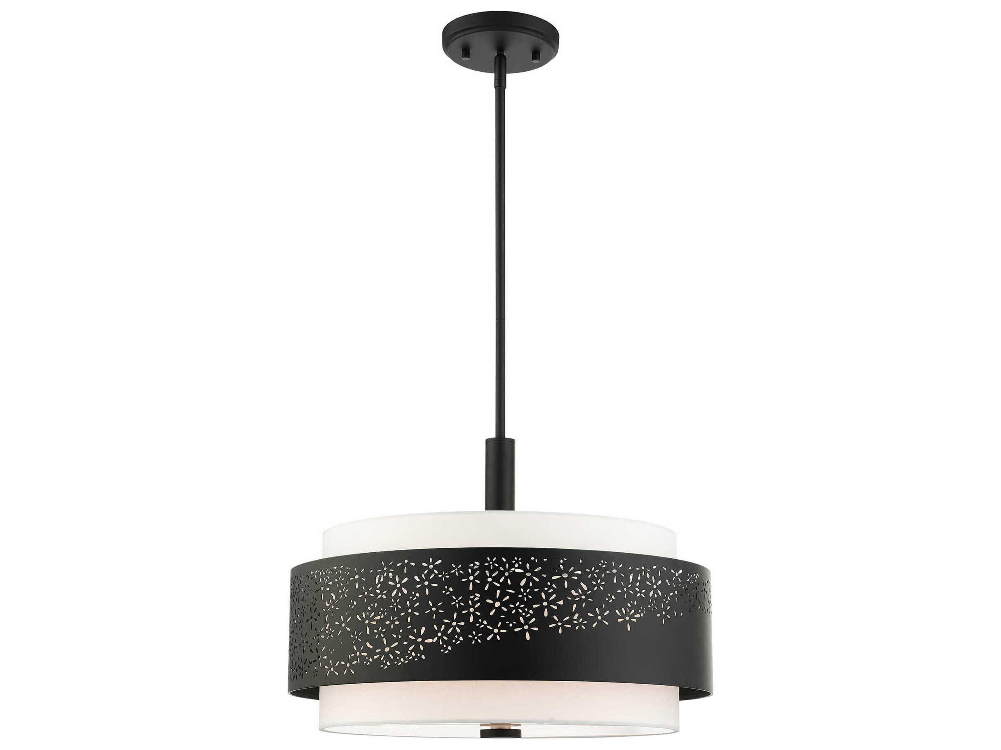 Noria 4-Light Black Drum Pendant
