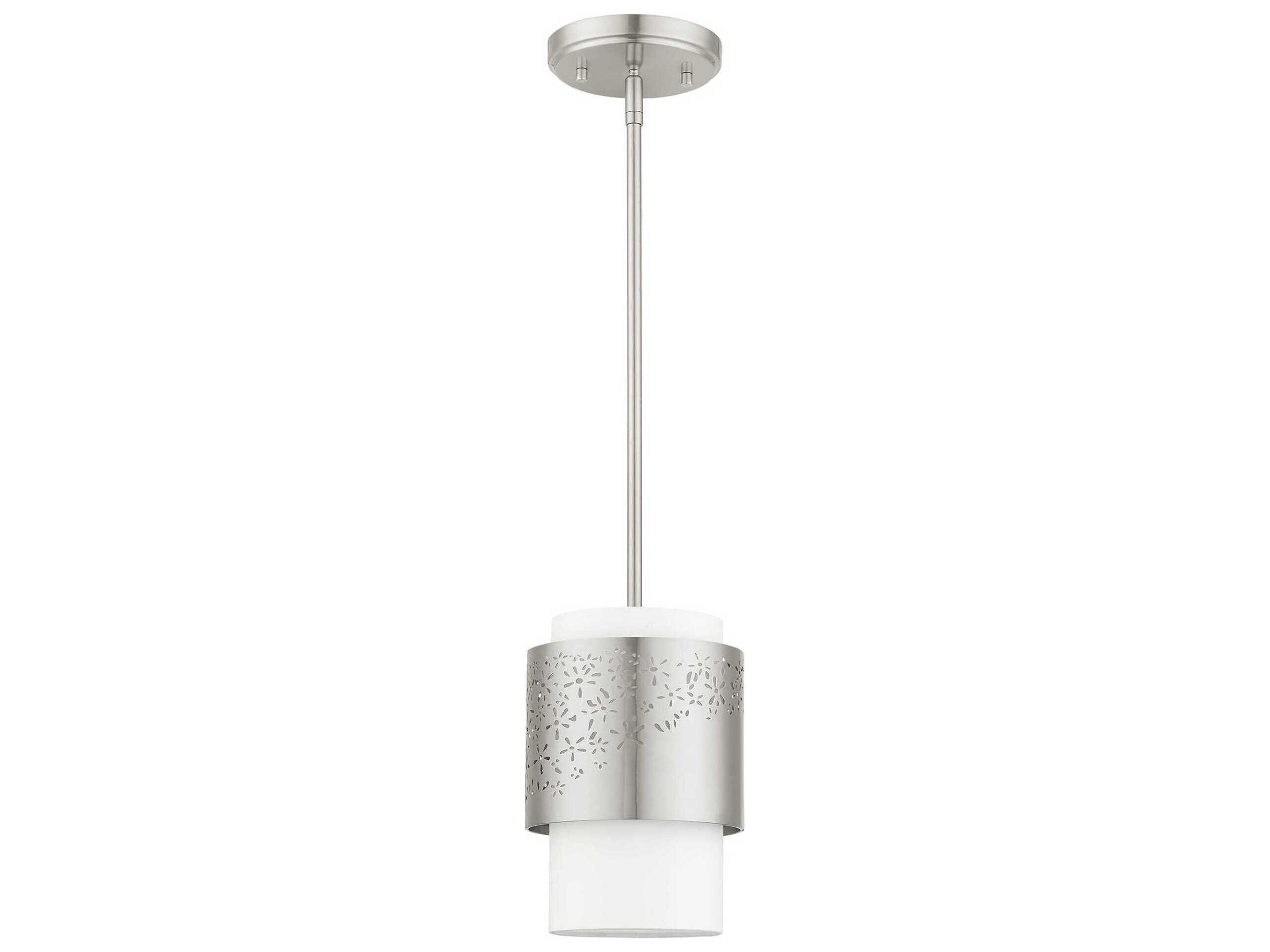 Livex Lighting Noria 1-Light Brushed Nickel Cylinder Mini Pendant
