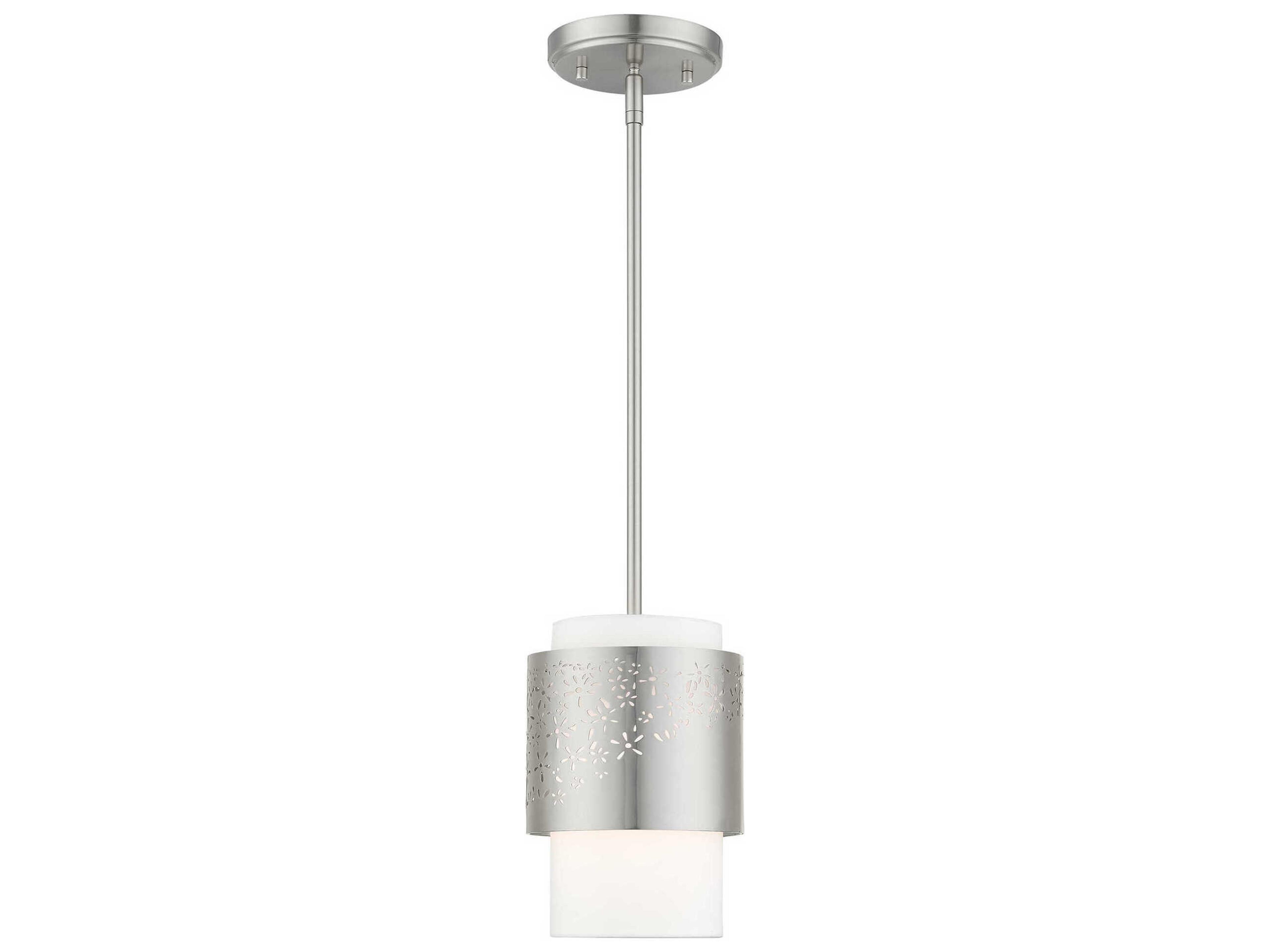 Livex Lighting Noria 1-Light Brushed Nickel Cylinder Mini Pendant
