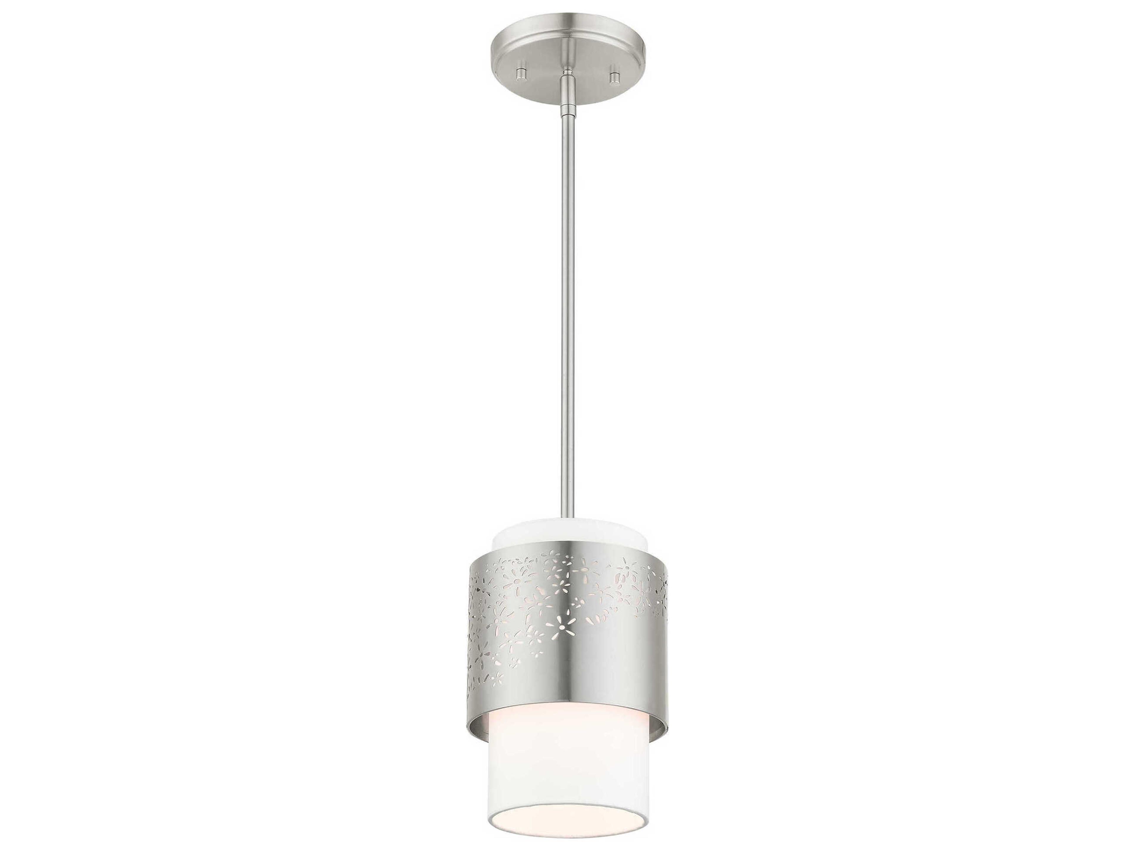 Livex Lighting Noria 1-Light Brushed Nickel Cylinder Mini Pendant