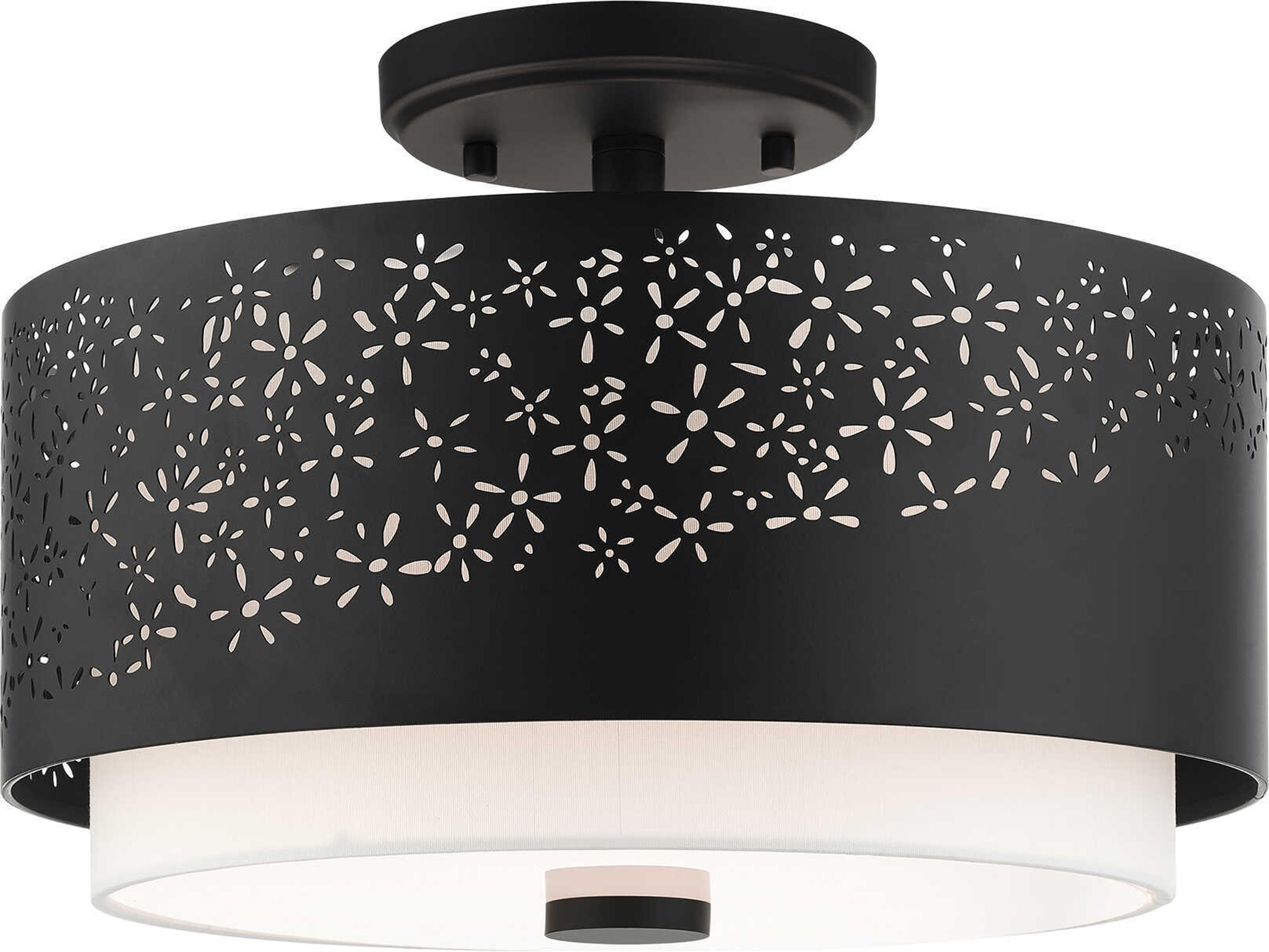 Noria 3-Light Black Drum Semi Flush Mount