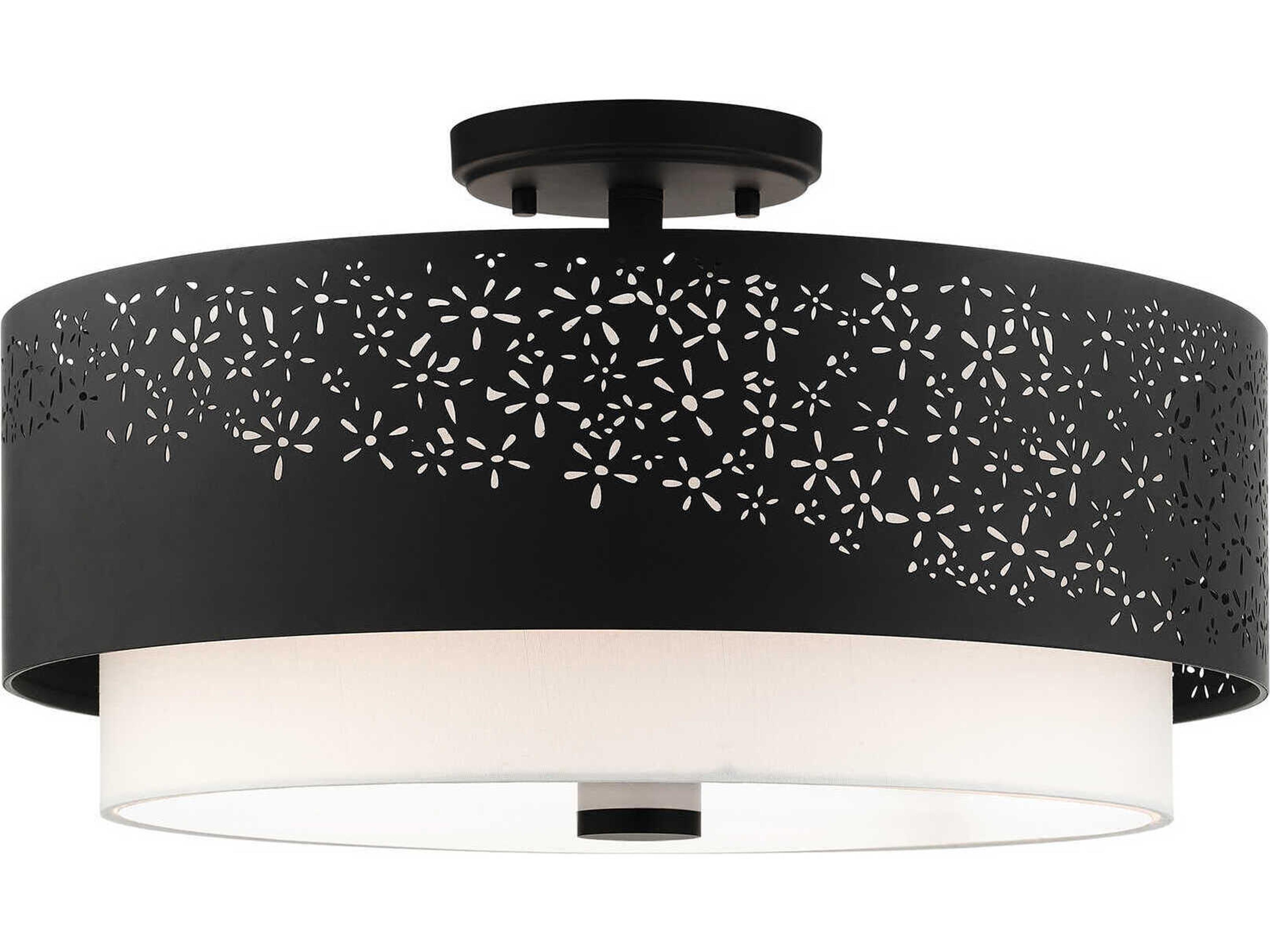 Noria 4-Light Black Drum Semi Flush Mount