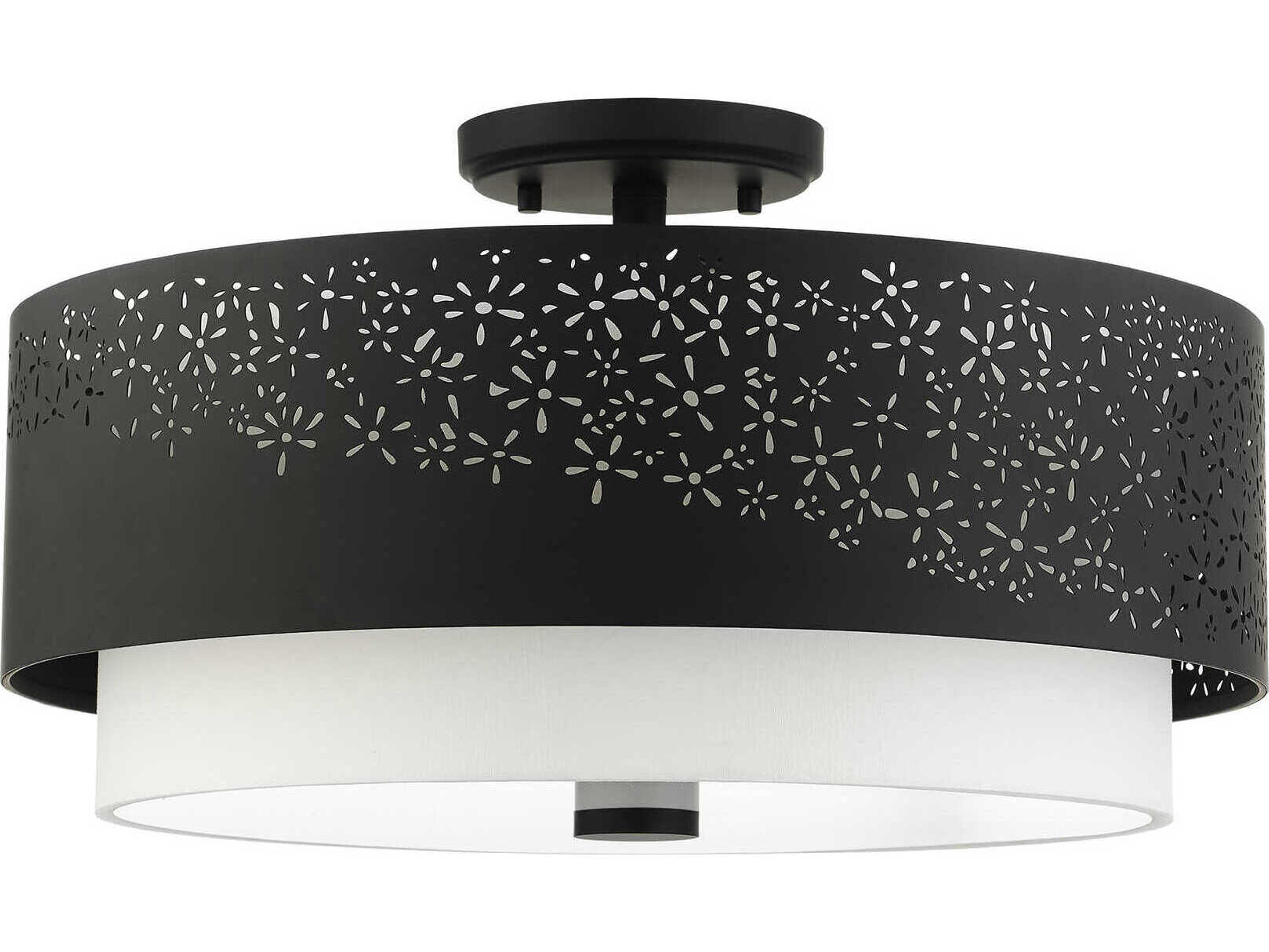 Livex Lighting Noria 4-Light Black Drum Semi Flush Mount