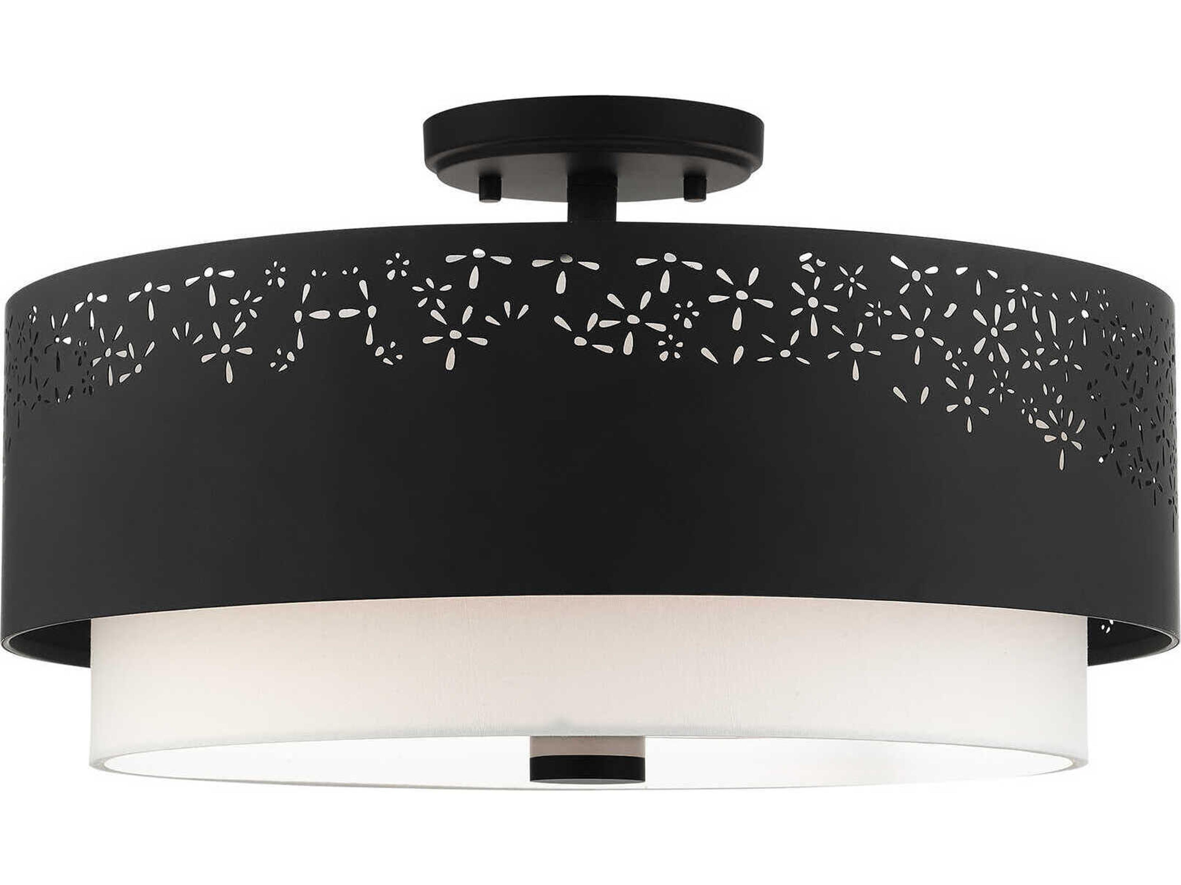 Livex Lighting Noria 4-Light Black Drum Semi Flush Mount