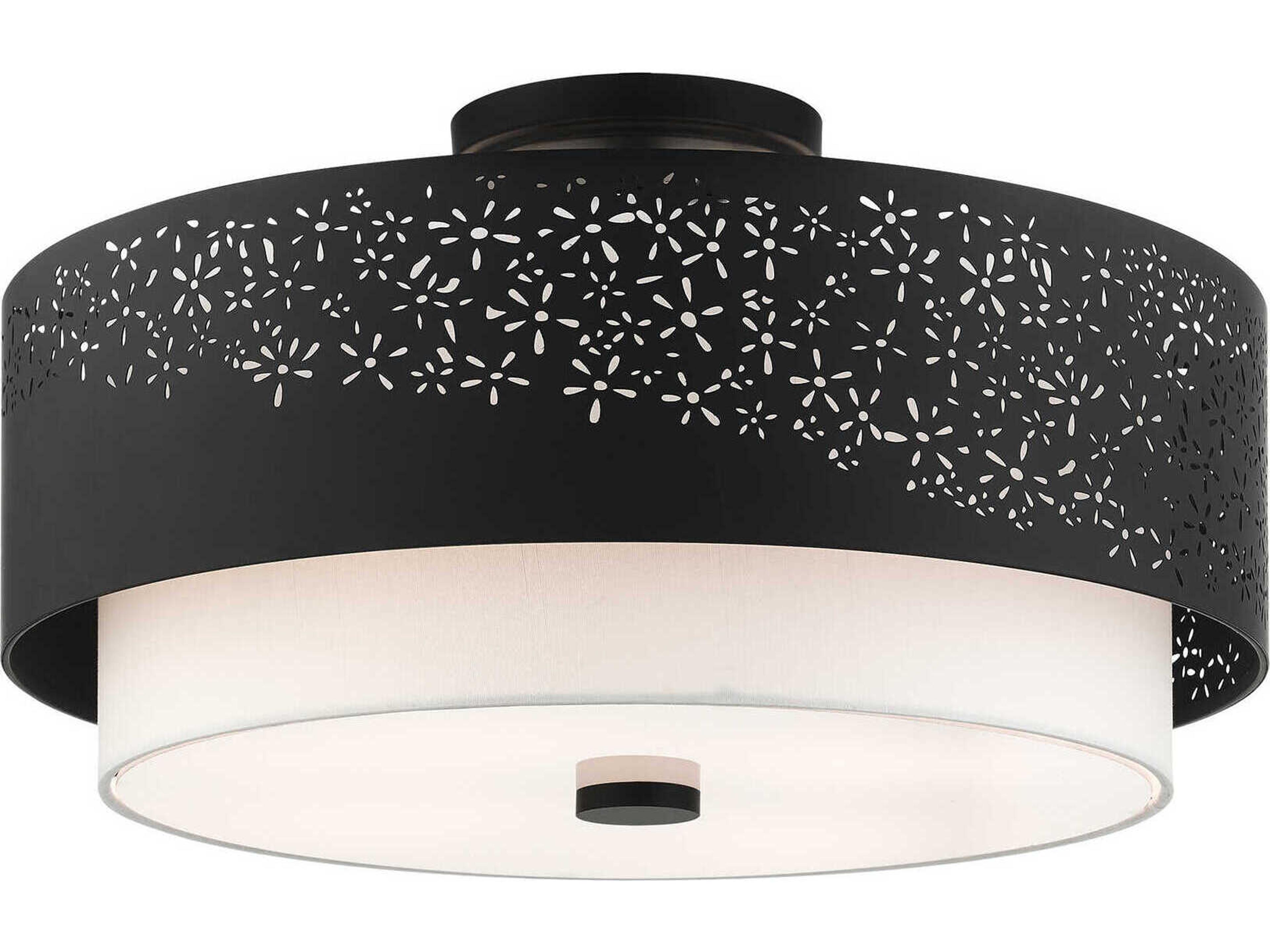 Livex Lighting Noria 4-Light Black Drum Semi Flush Mount