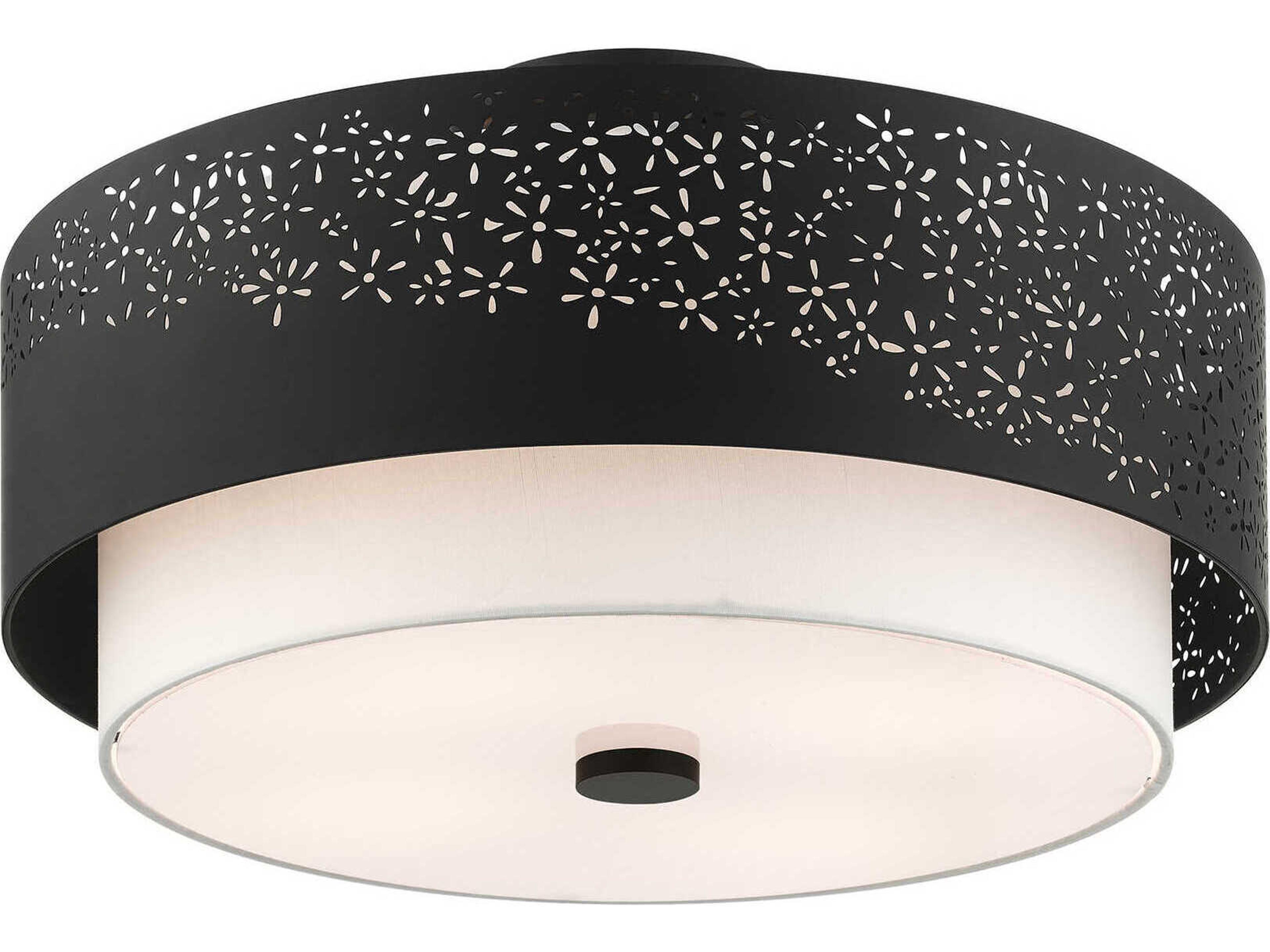 Livex Lighting Noria 4-Light Black Drum Semi Flush Mount