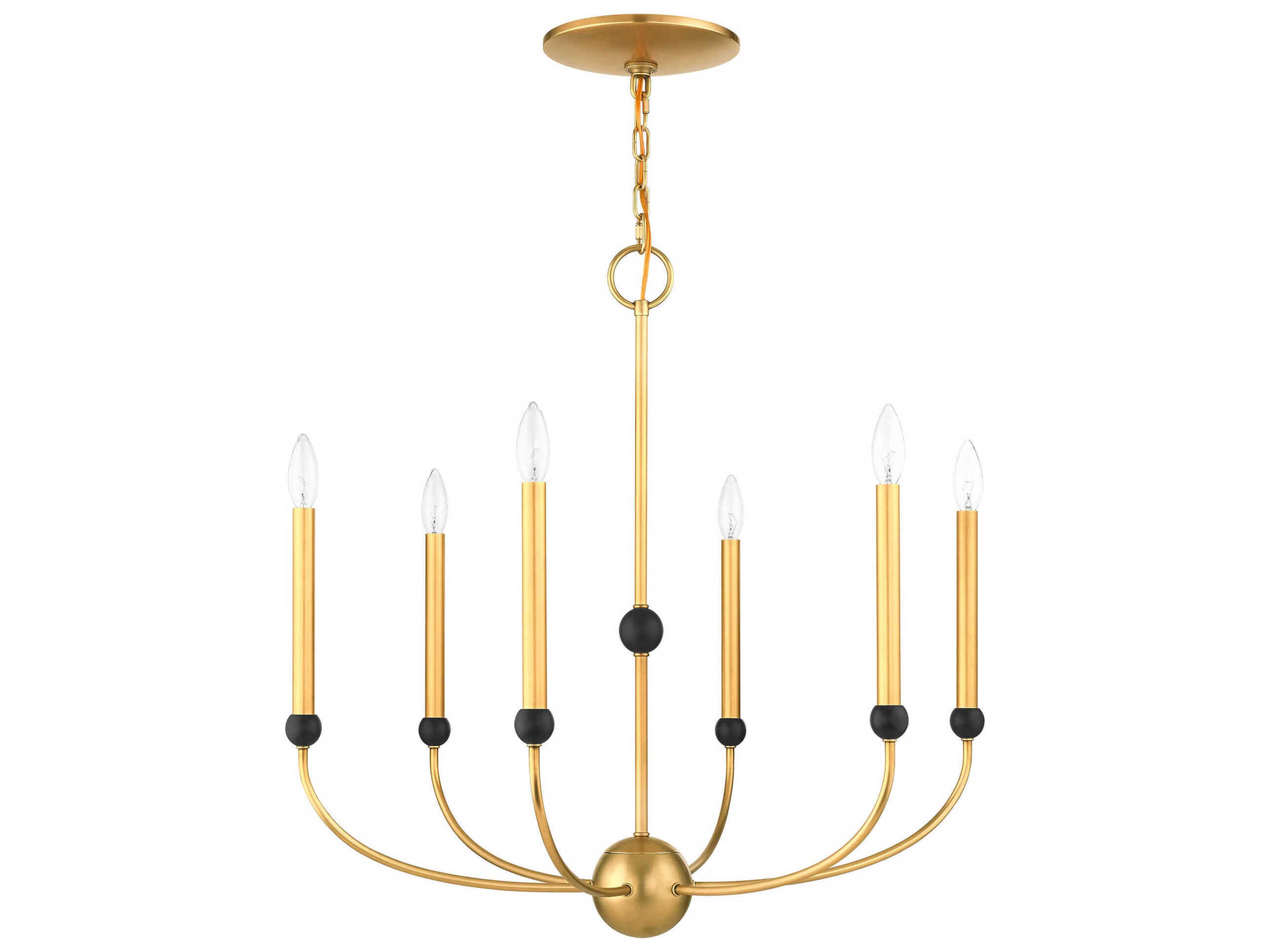 Livex Lighting Cortlandt 6-Light Natural Brass Bronze Candelabra Chandelier