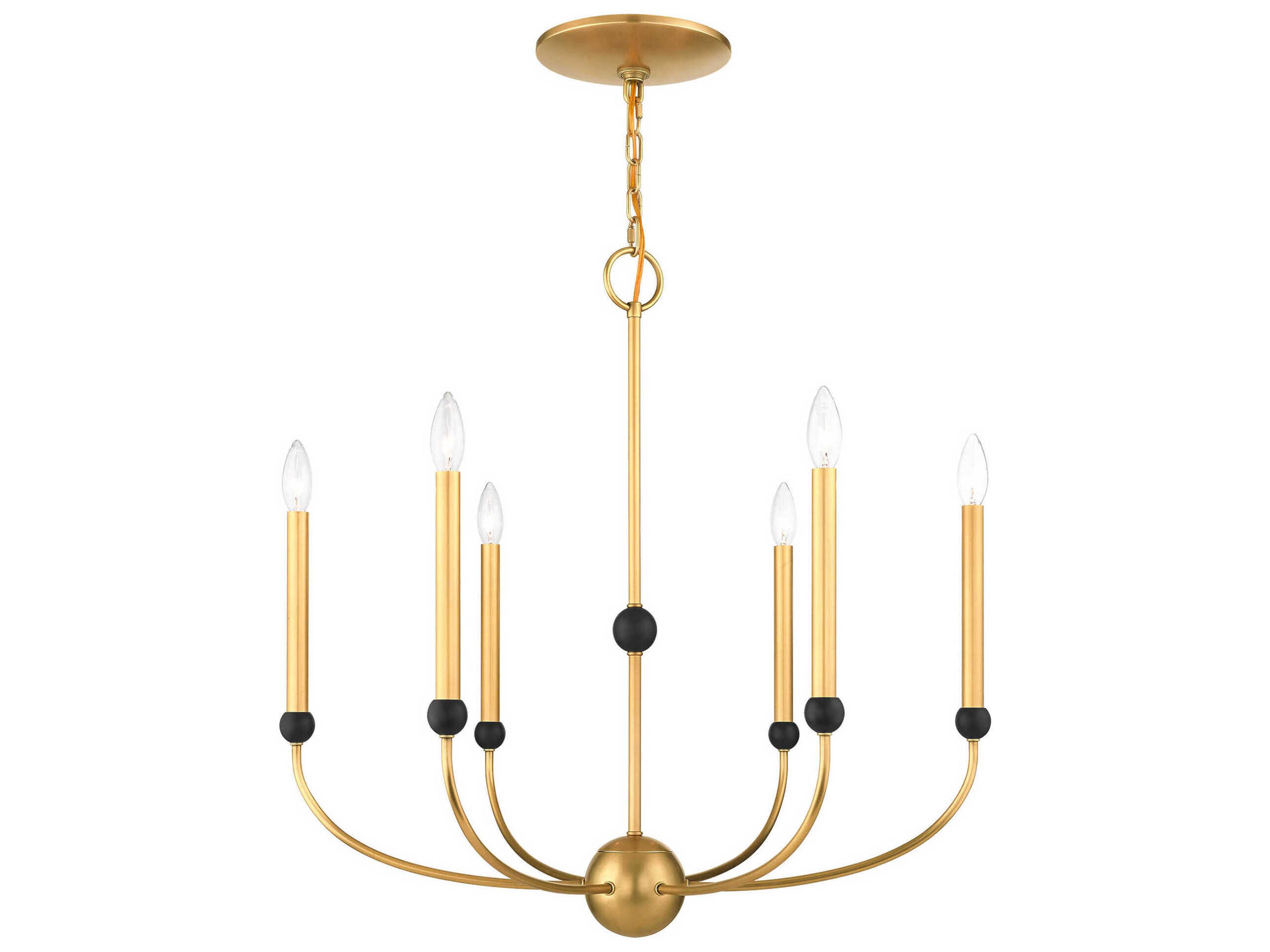Livex Lighting Cortlandt 6-Light Natural Brass Bronze Candelabra Chandelier