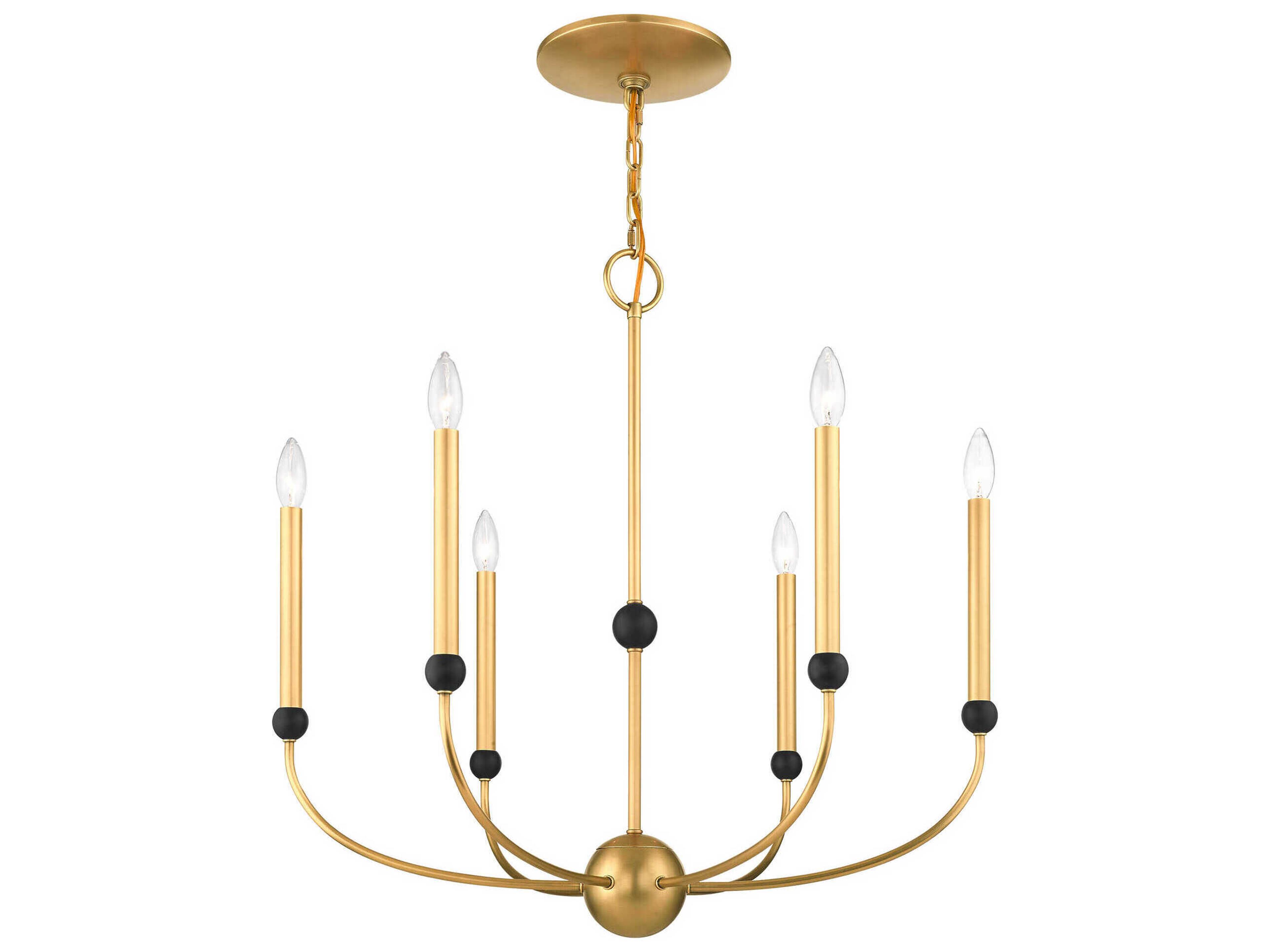 Livex Lighting Cortlandt 6-Light Natural Brass Bronze Candelabra Chandelier