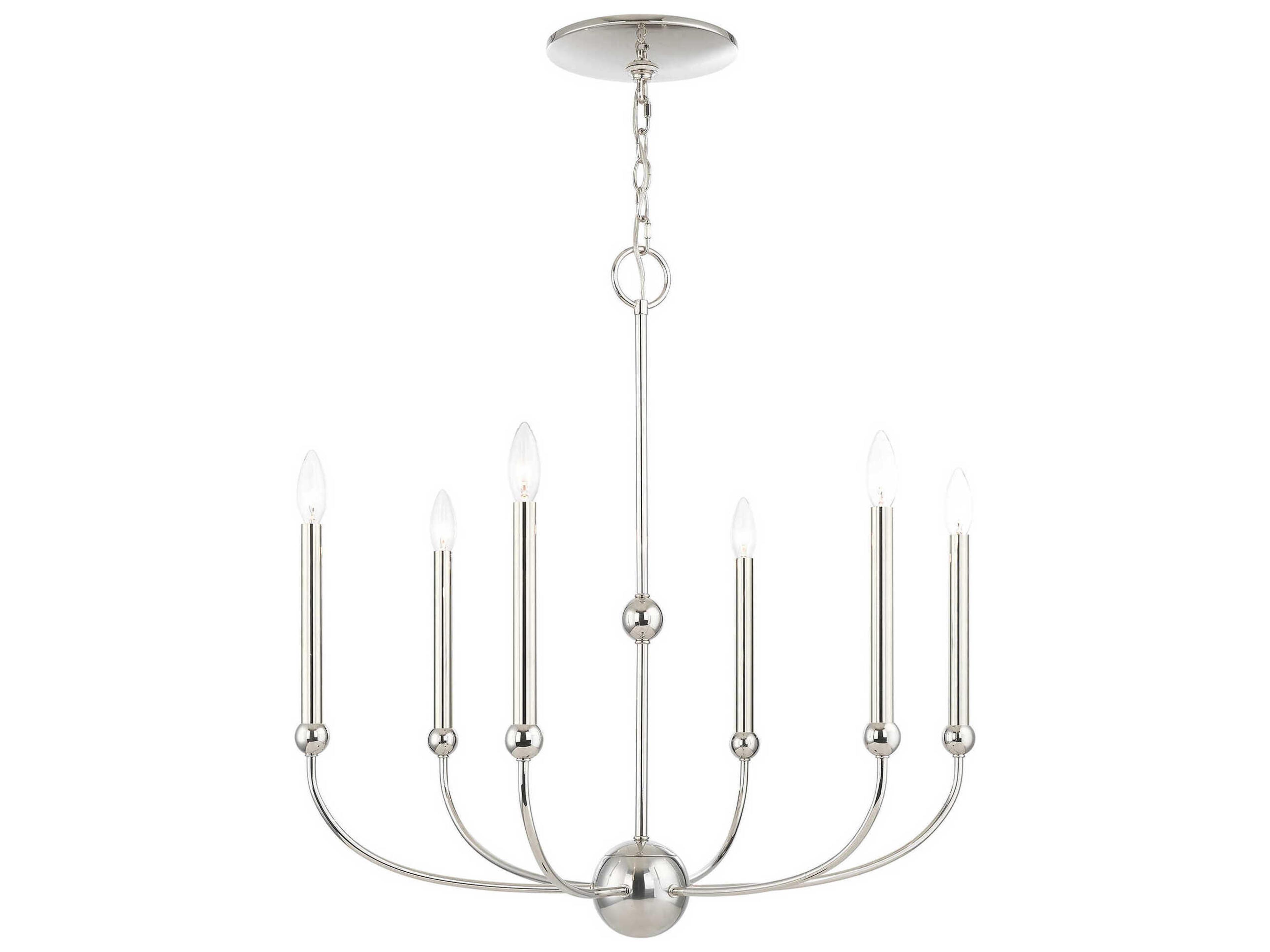 Cortlandt 6-Light Polished Nickel Candelabra Chandelier