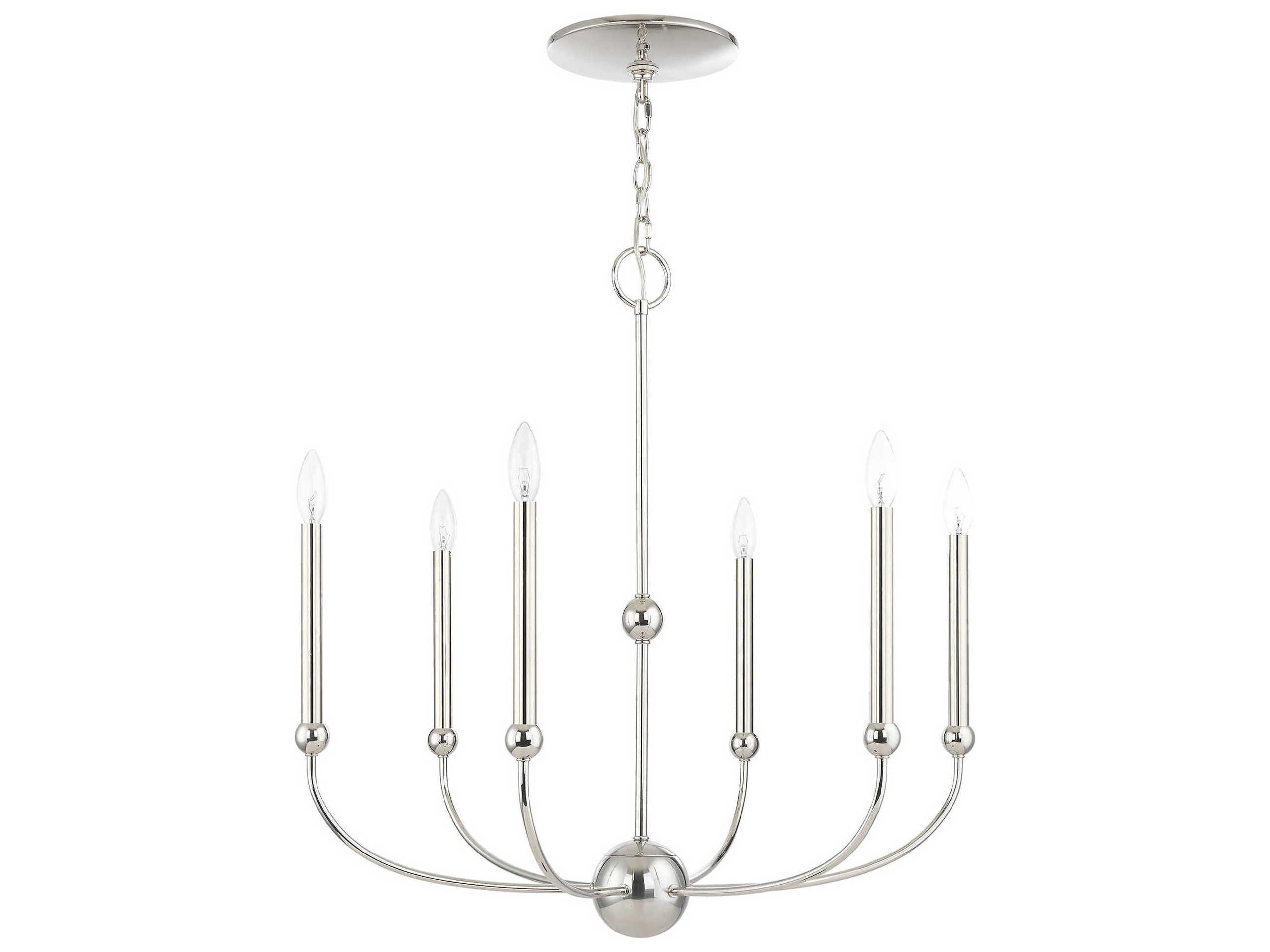 Livex Lighting Cortlandt 6-Light Polished Nickel Candelabra Chandelier