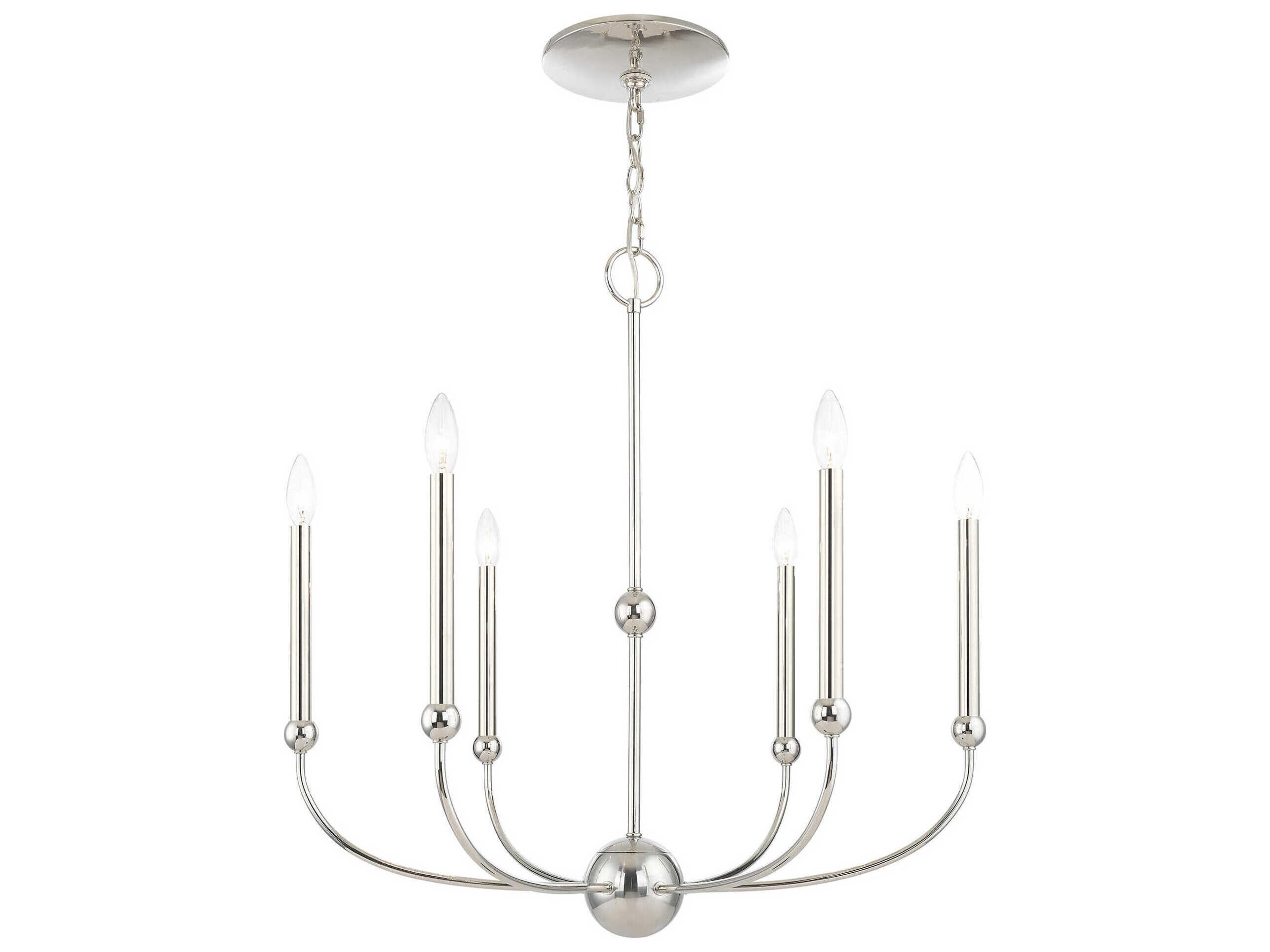 Livex Lighting Cortlandt 6-Light Polished Nickel Candelabra Chandelier