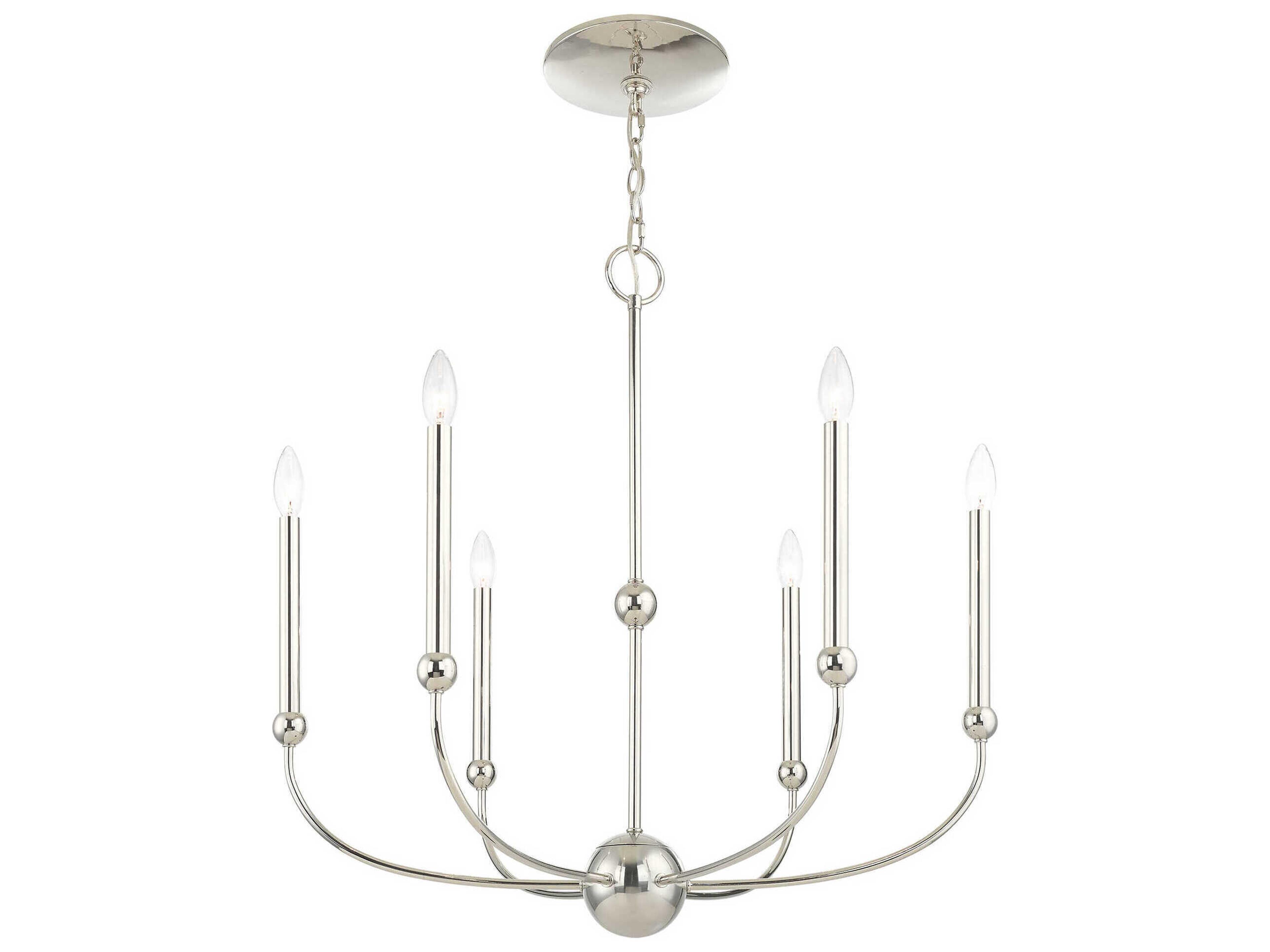 Livex Lighting Cortlandt 6-Light Polished Nickel Candelabra Chandelier