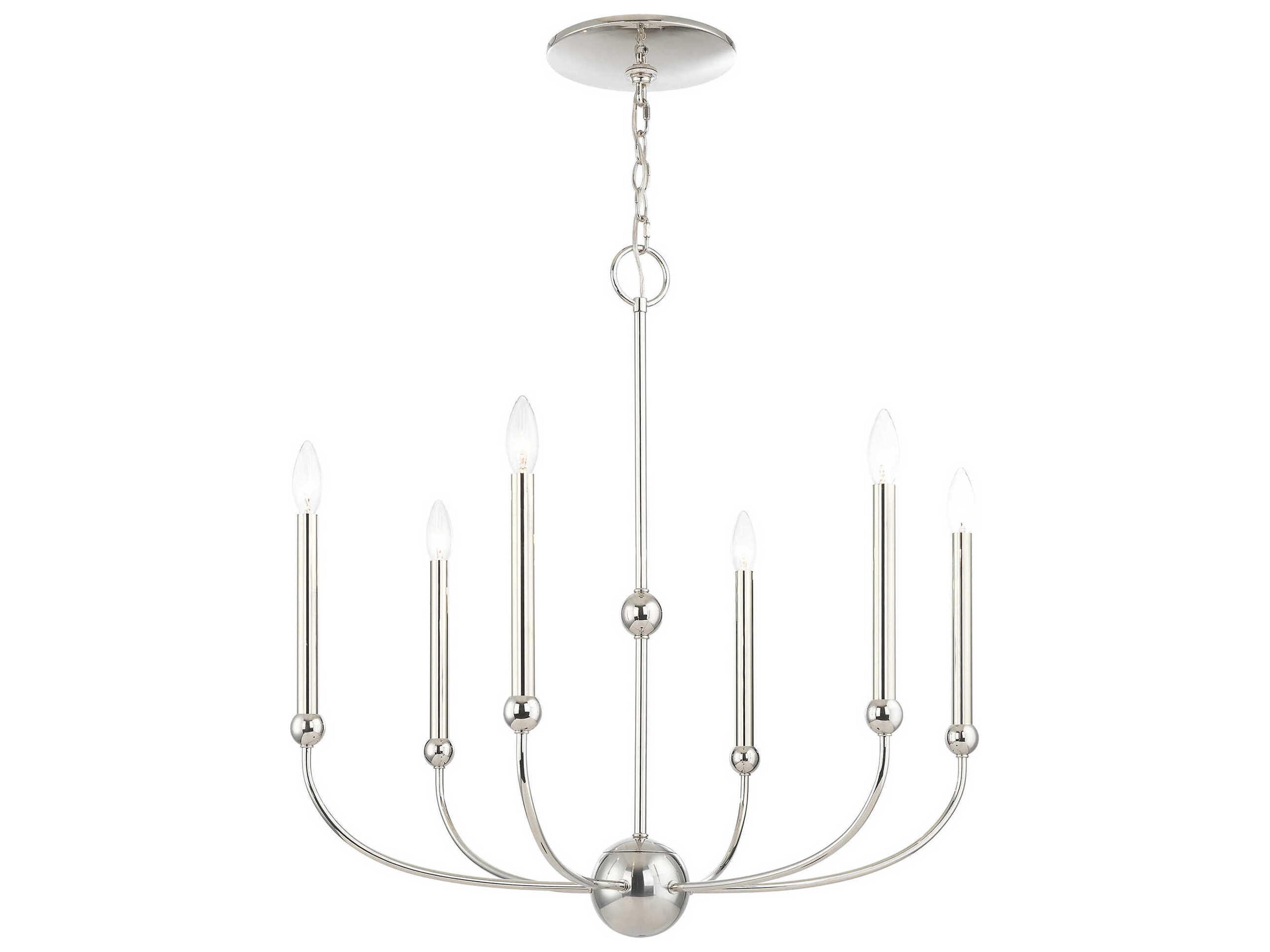 Livex Lighting Cortlandt 6-Light Polished Nickel Candelabra Chandelier