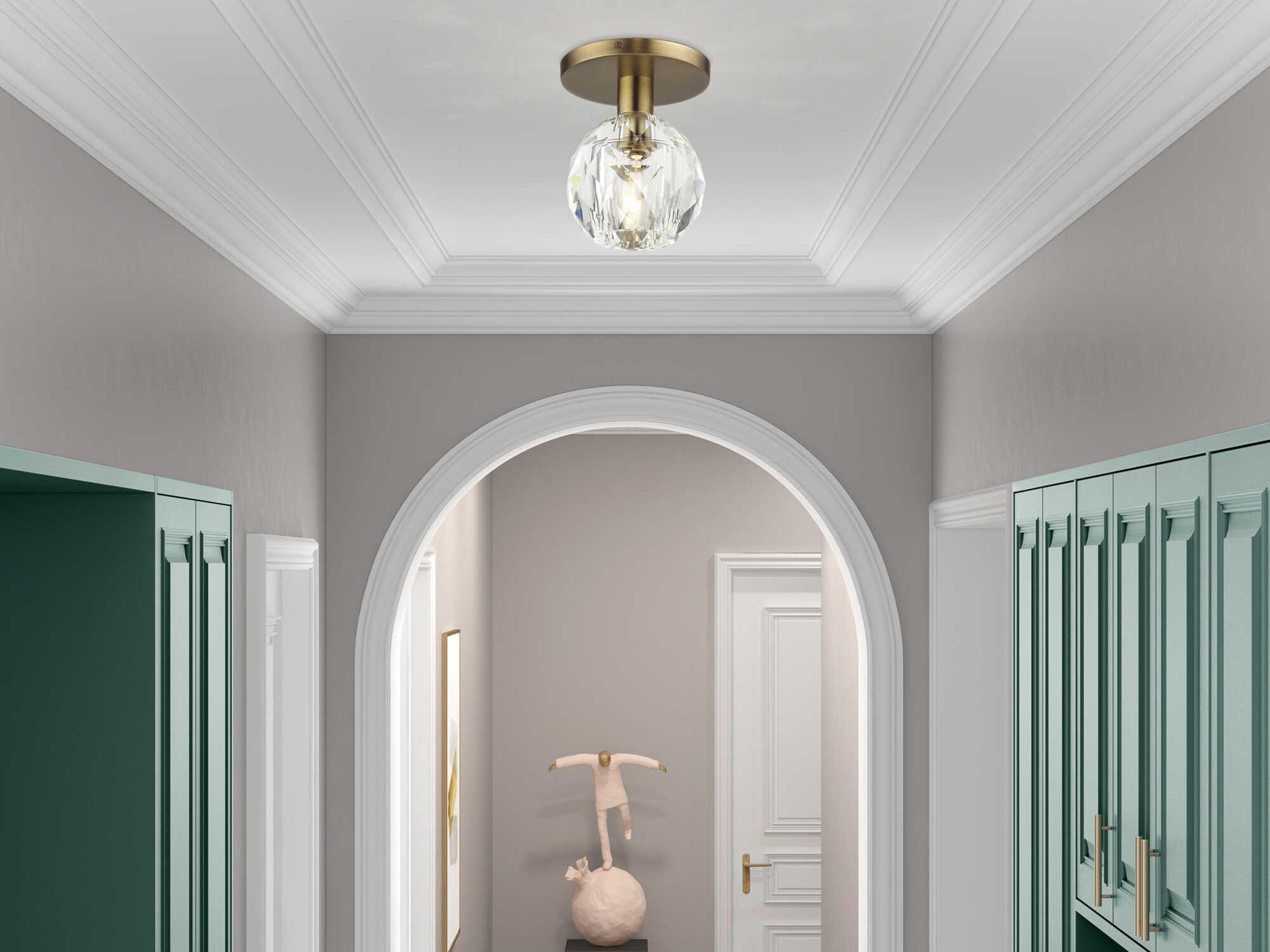 Livex Lighting Whitfield 1-Light Natural Brass Semi Flush Mount