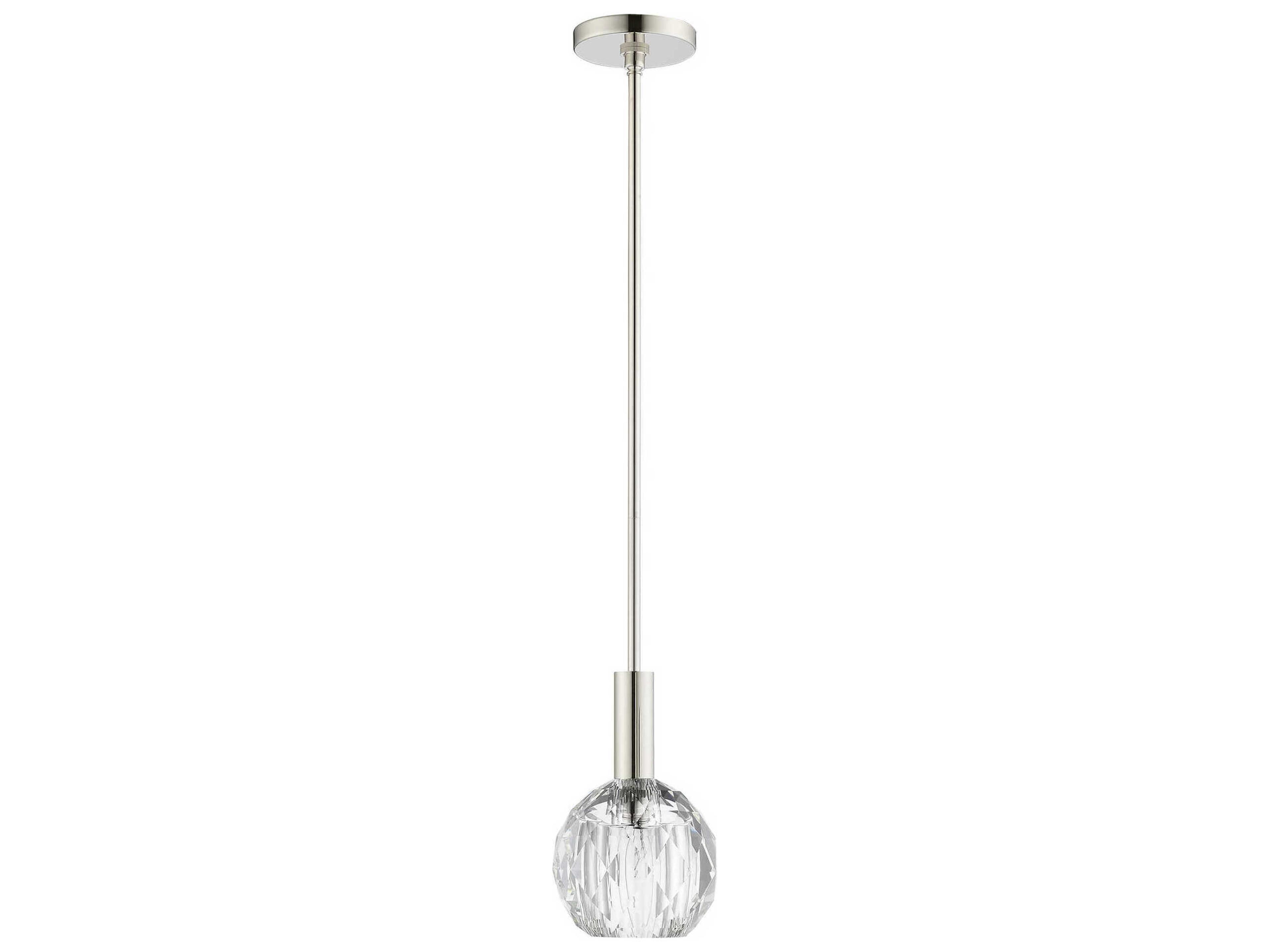 Livex Lighting Whitfield 1-Light Polished Nickel Clear Crystal Dome Mini Pendant