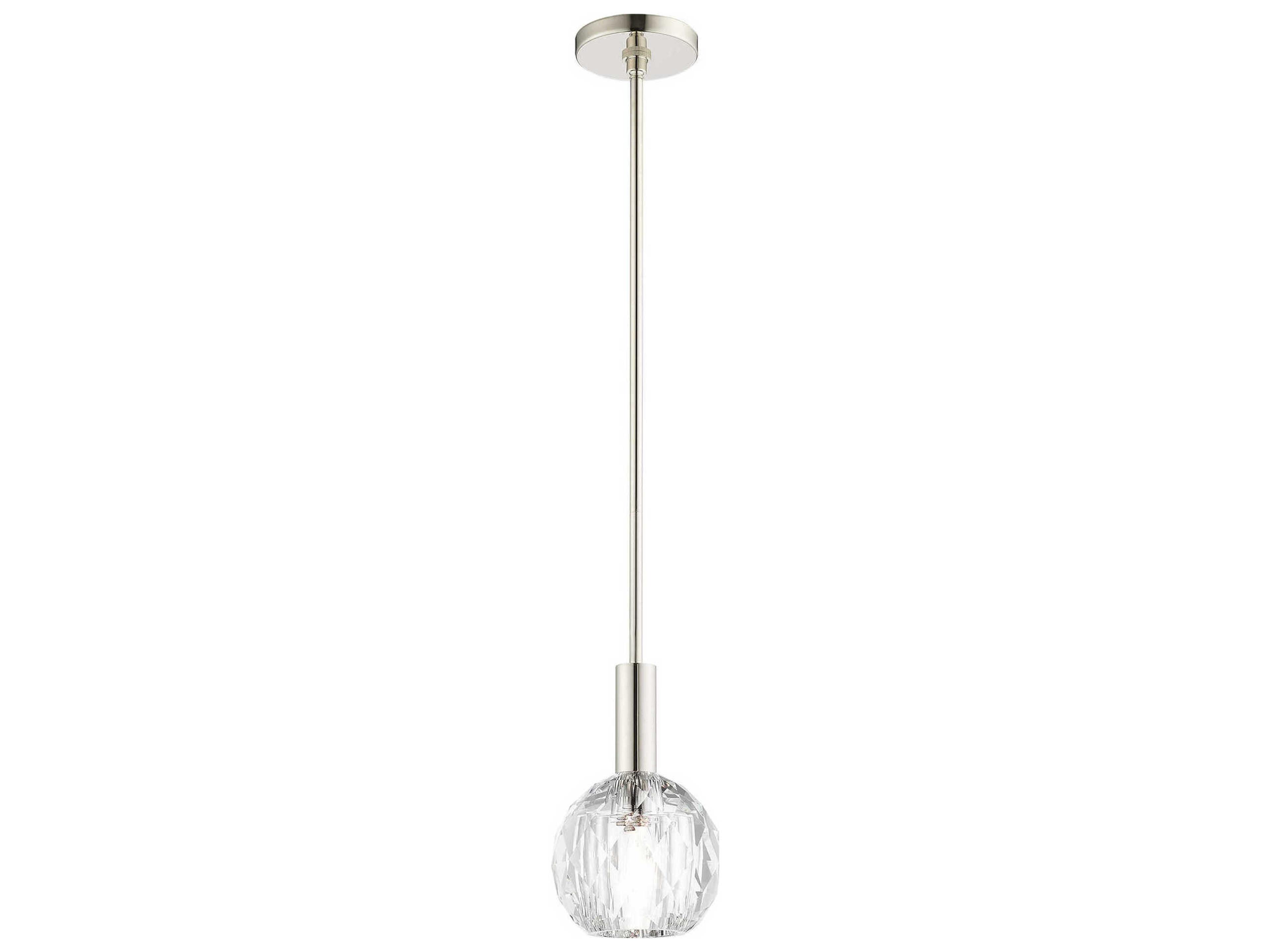 Livex Lighting Whitfield 1-Light Polished Nickel Clear Crystal Dome Mini Pendant